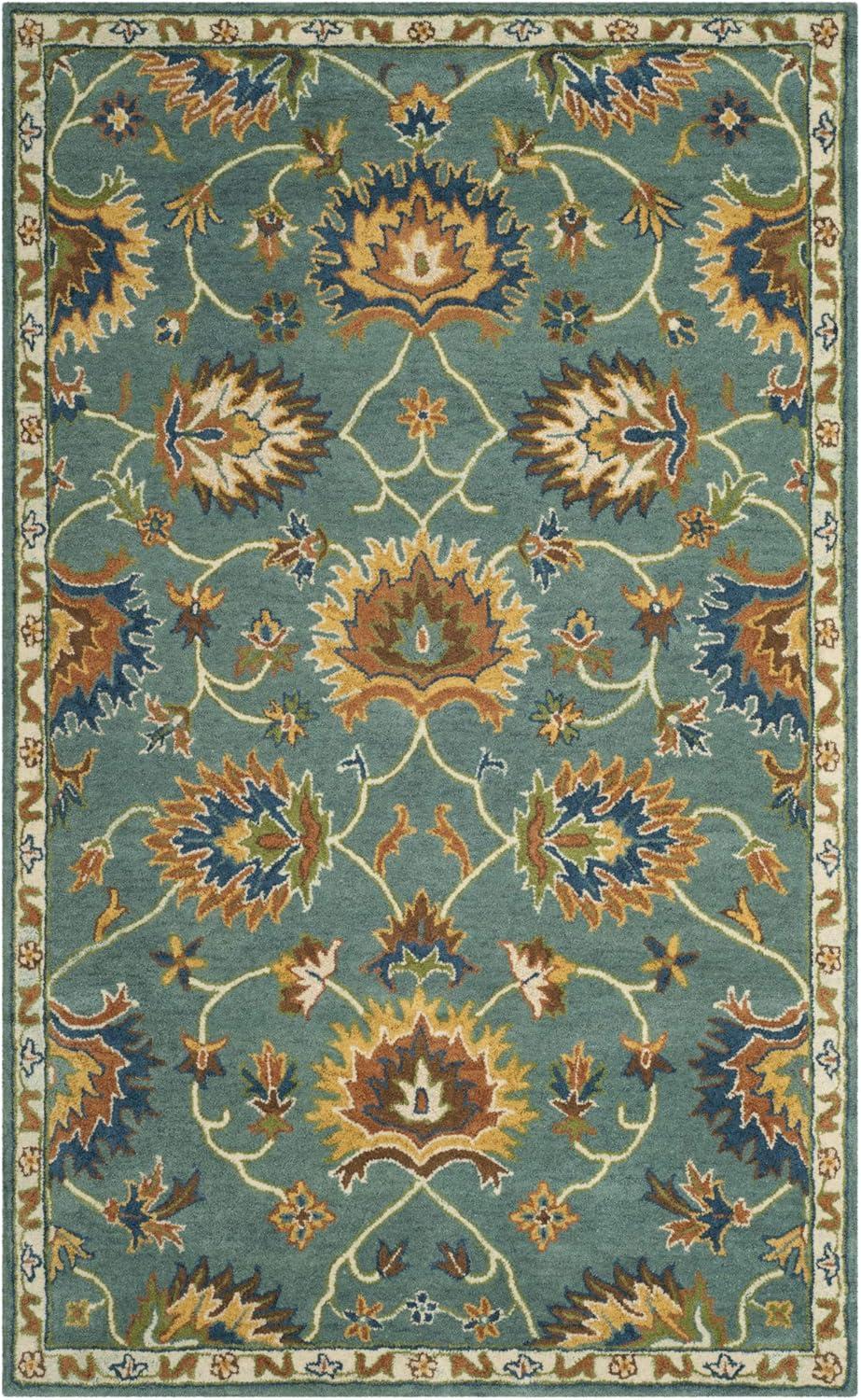 SAFAVIEH Heritage Odran Traditional Wool Area Rug, Light Blue, 5' x 8'