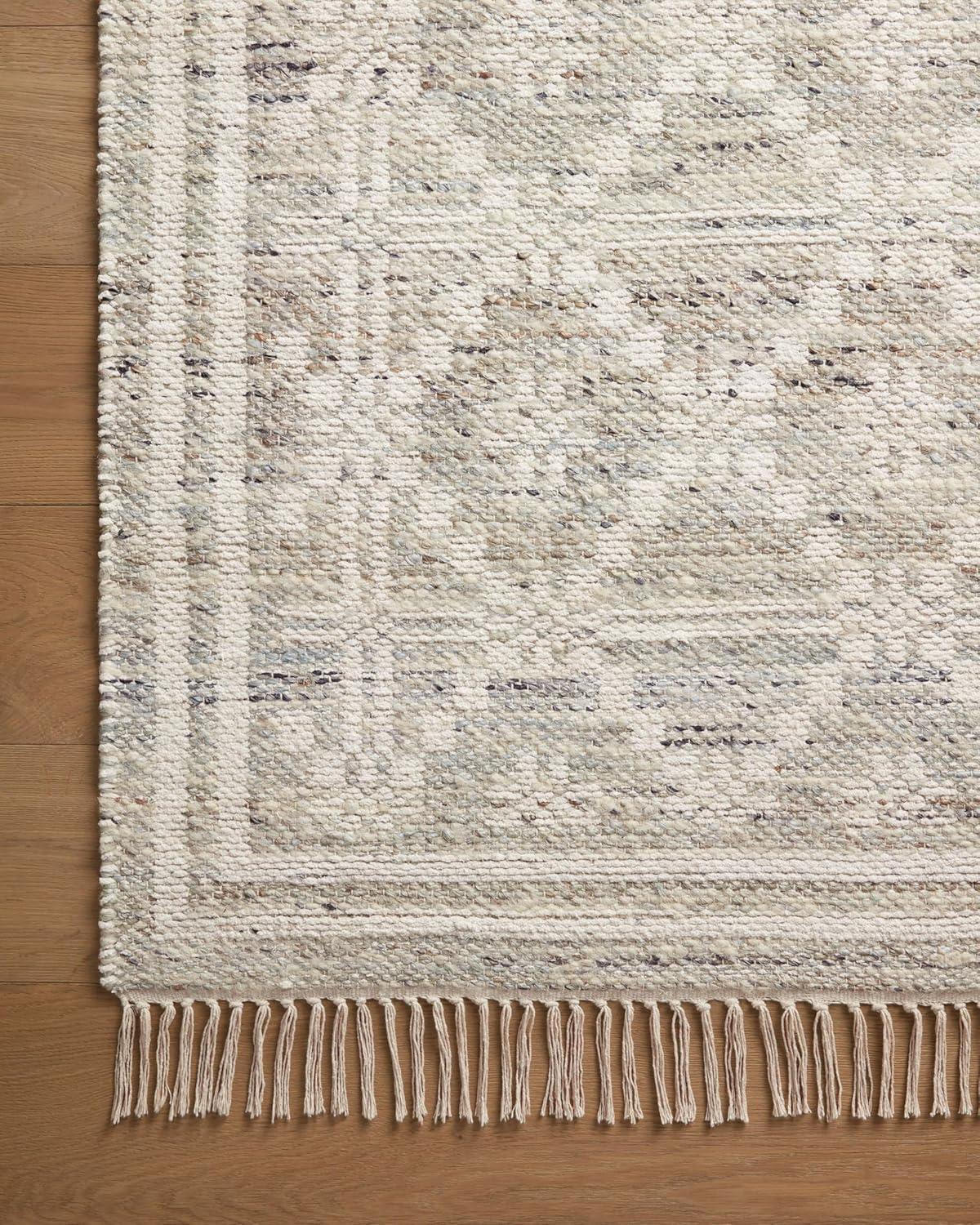 Lagoon and Ivory Flat Woven Wool Cotton Runner Rug