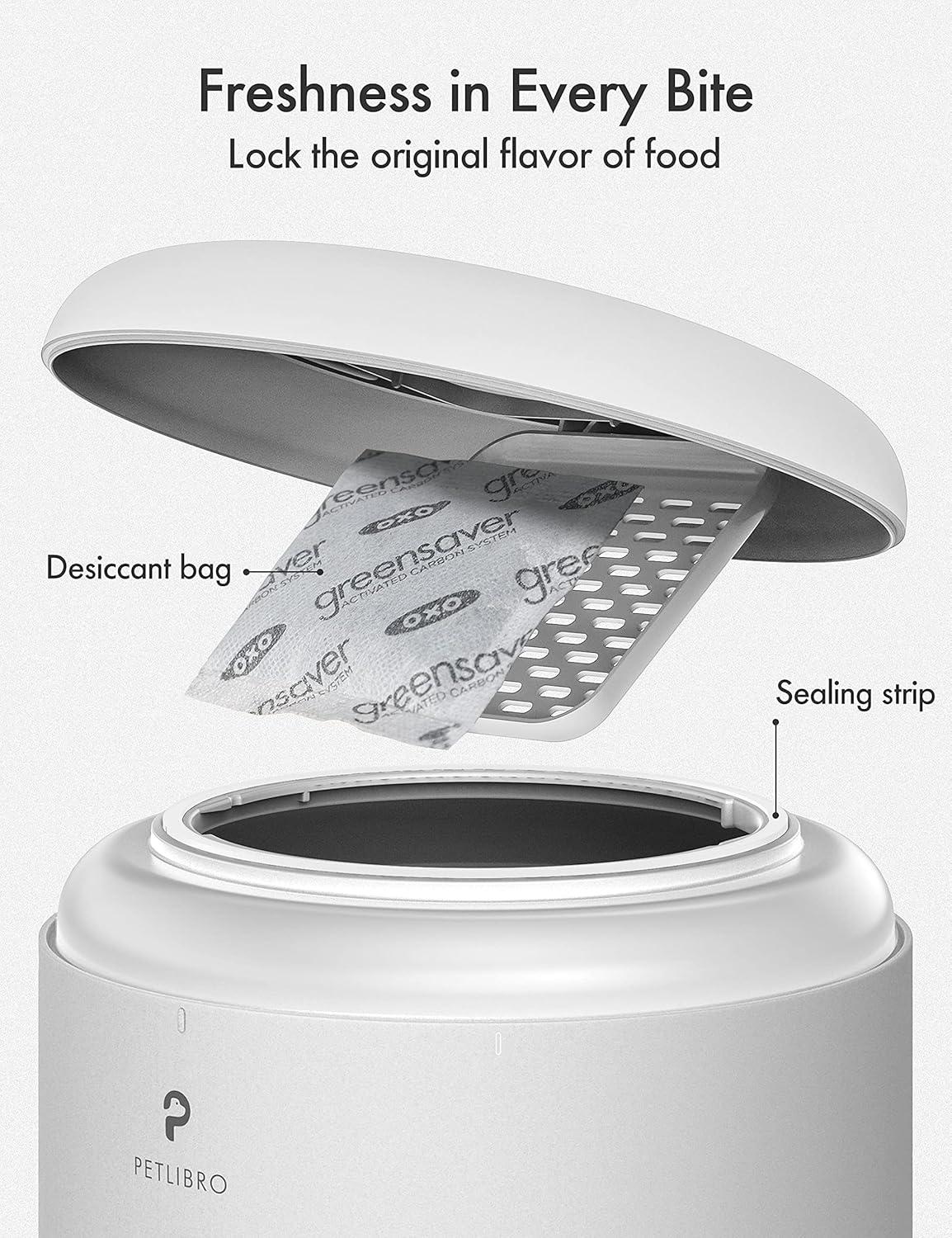 White Automatic Dual Tray Pet Feeder with Stainless Steel Bowls