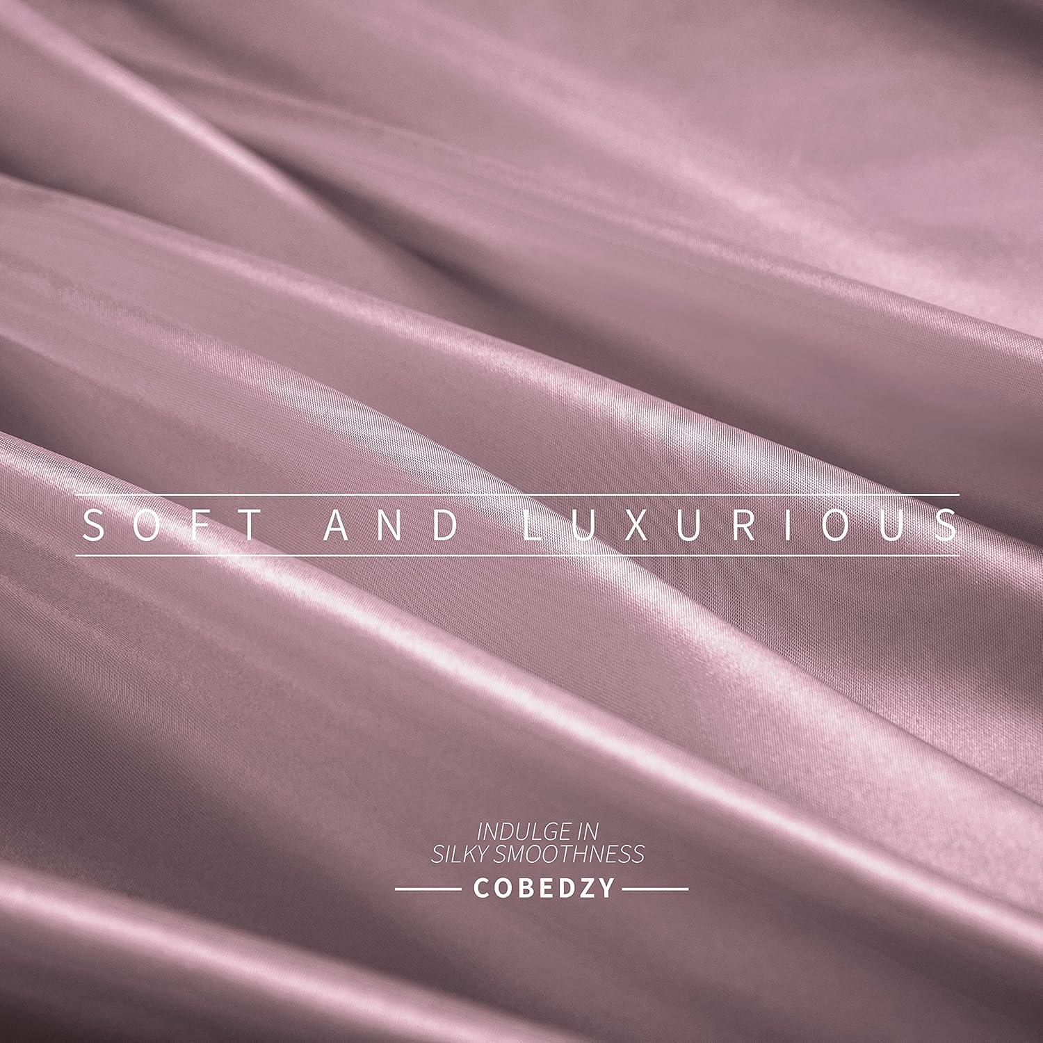 4 Pcs Smooth Satin Silk Sheet Set Deep Pocket Bed Sheet Wrinkle Fade Resistant