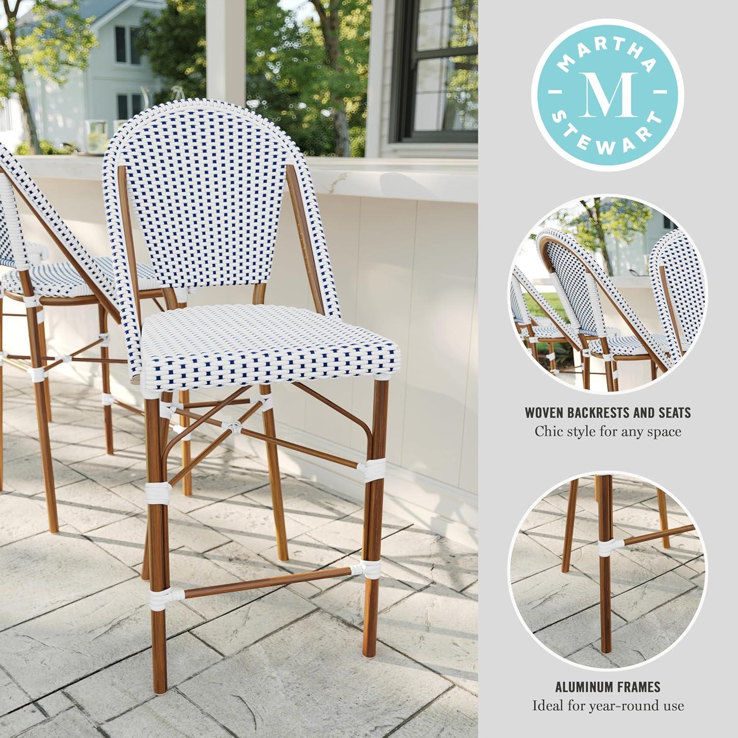 Martha Stewart Martha Stewart Lily Pond All-Weather Stackable Patio Bistro Counter Stools (Set of 2)