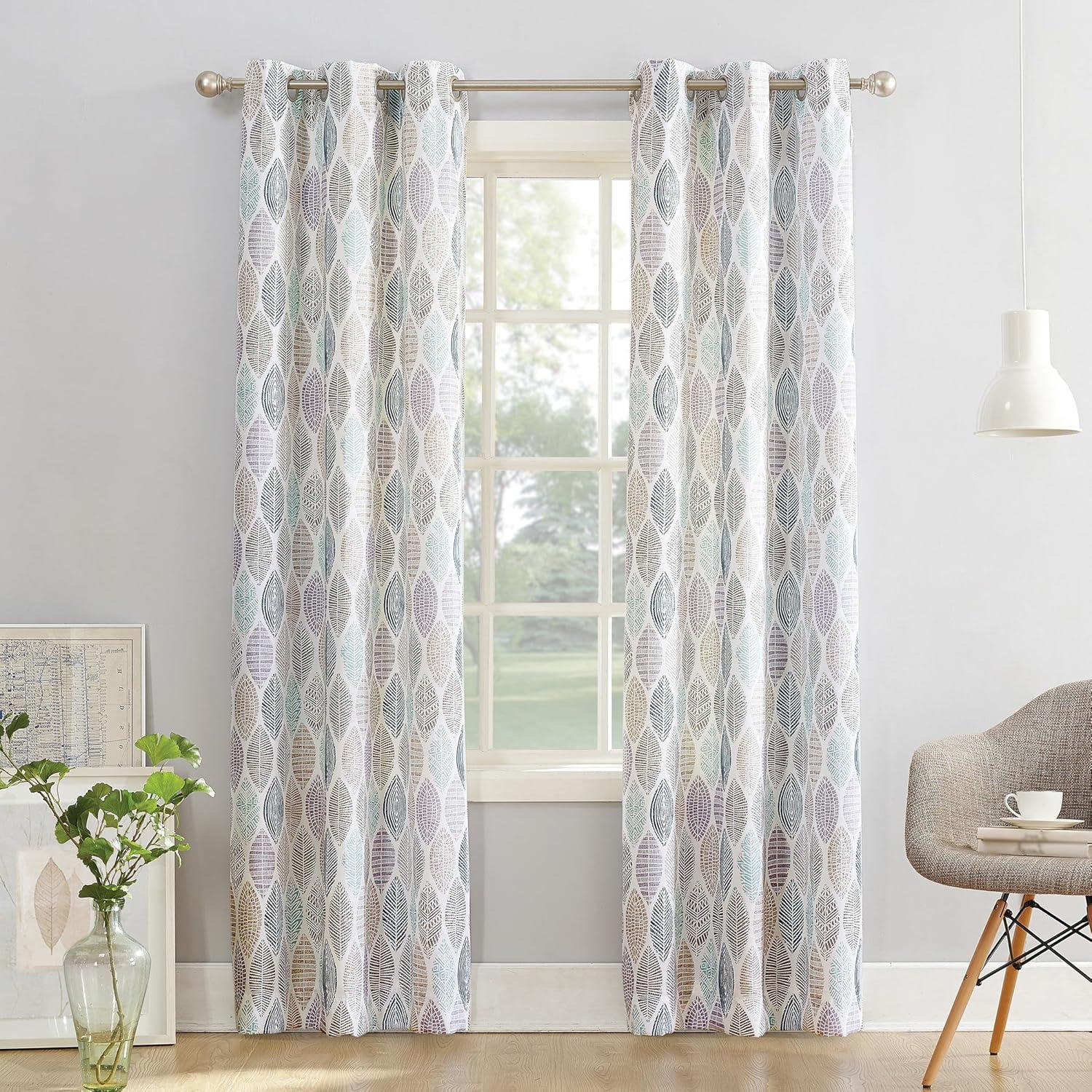 95"x40" Hotaru Leaf Print Semi-Sheer Grommet Curtain Panel - No.918