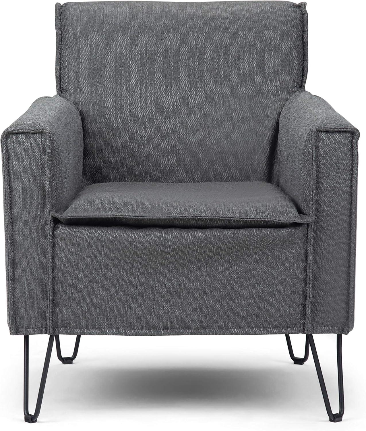 Slate Grey Faux Leather Handcrafted Wood Accent Chair