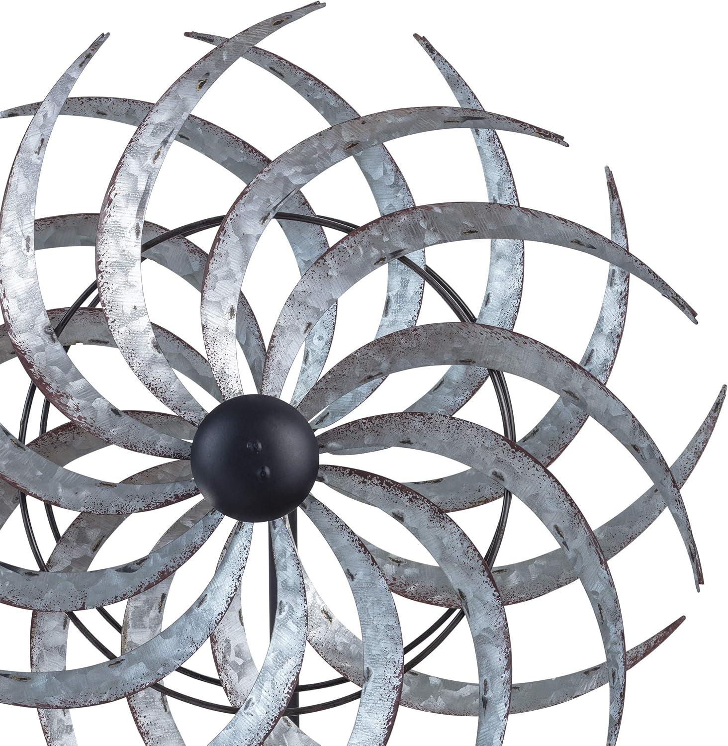 Rustic Galvanized Metal Windmill Garden Stake, 58 Inches