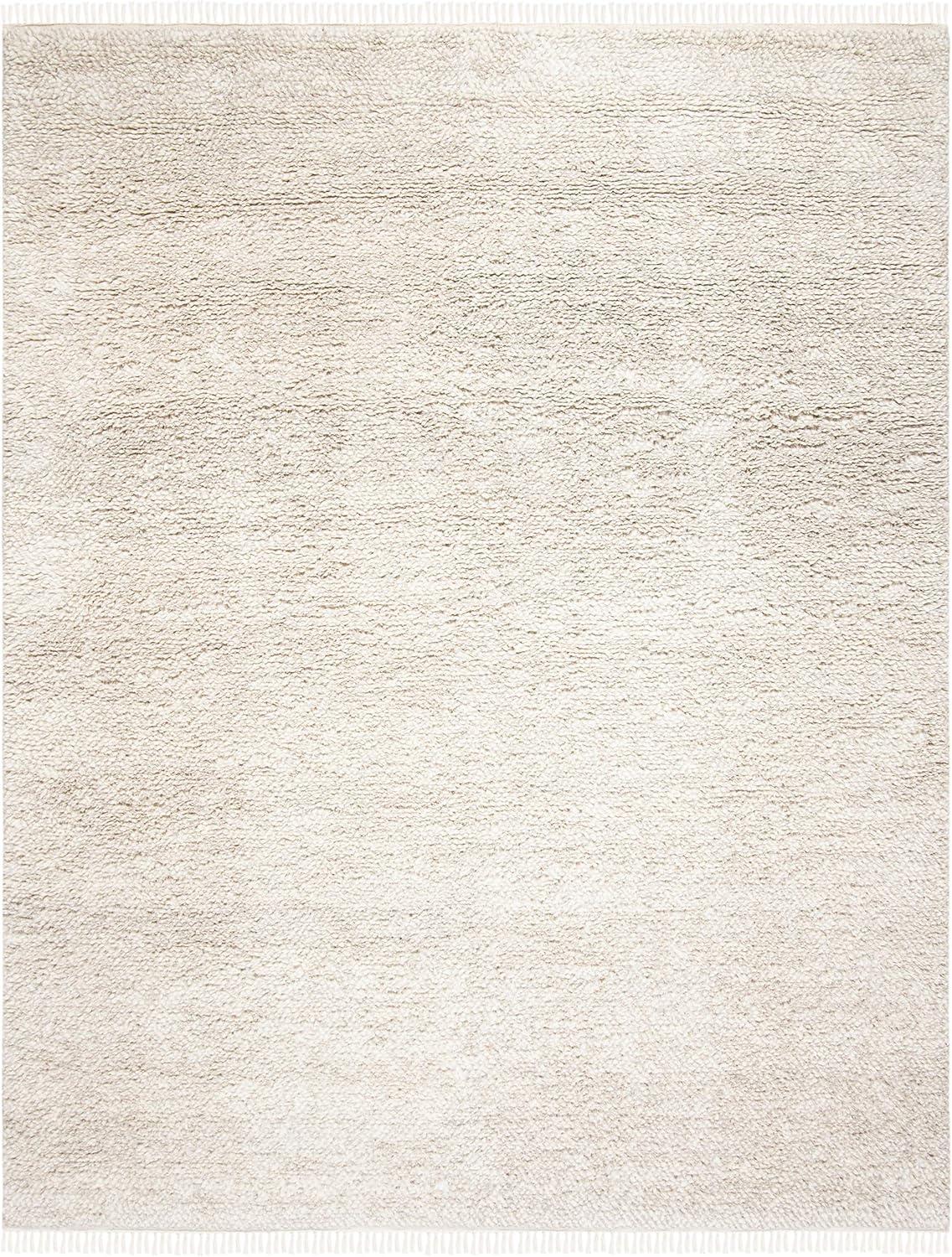 SAFAVIEH Casablanca Claud Solid Wool Shag Area Rug, Beige, 4' x 6'