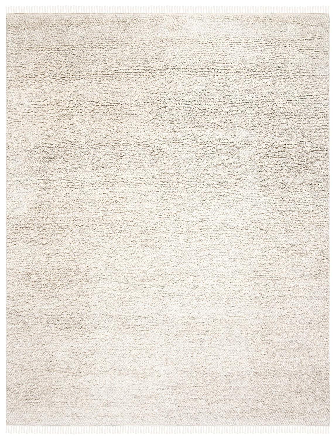SAFAVIEH Casablanca Claud Solid Wool Shag Area Rug, Beige, 4' x 6'