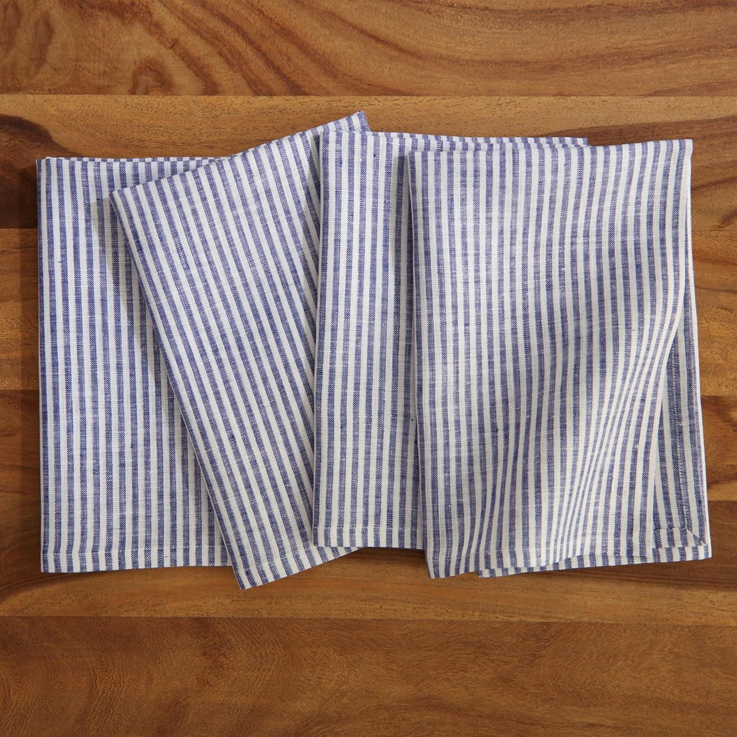 Narrow Stripe - 100% Pure Linen Square Dinner Napkins