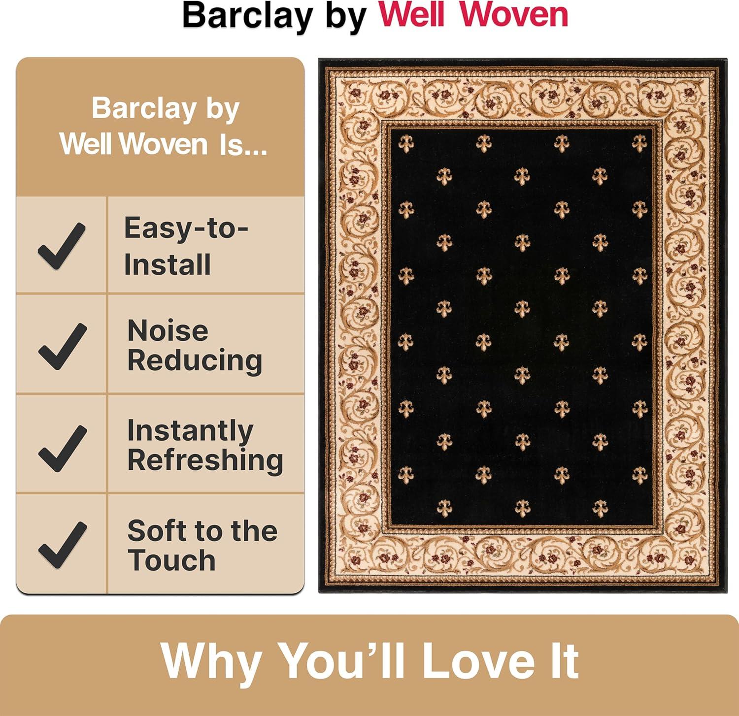 Well Woven Barclay Collection Fleur de Lis Red 5'3" x 7' Area Rug - for Living Room, Bedroom, and Dining Room