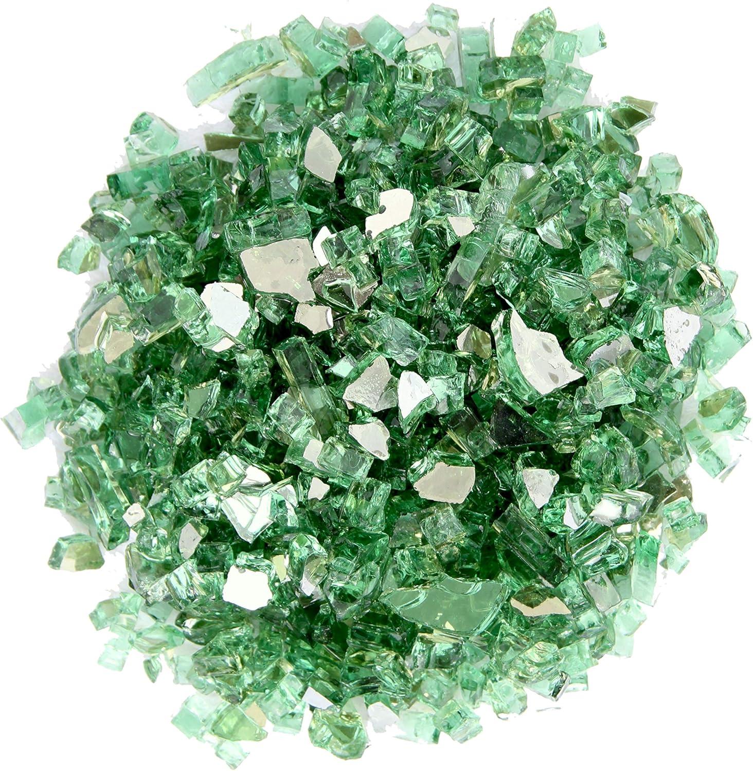 Green Reflective Fire Glass for Outdoor Fire Pits, 20 lbs