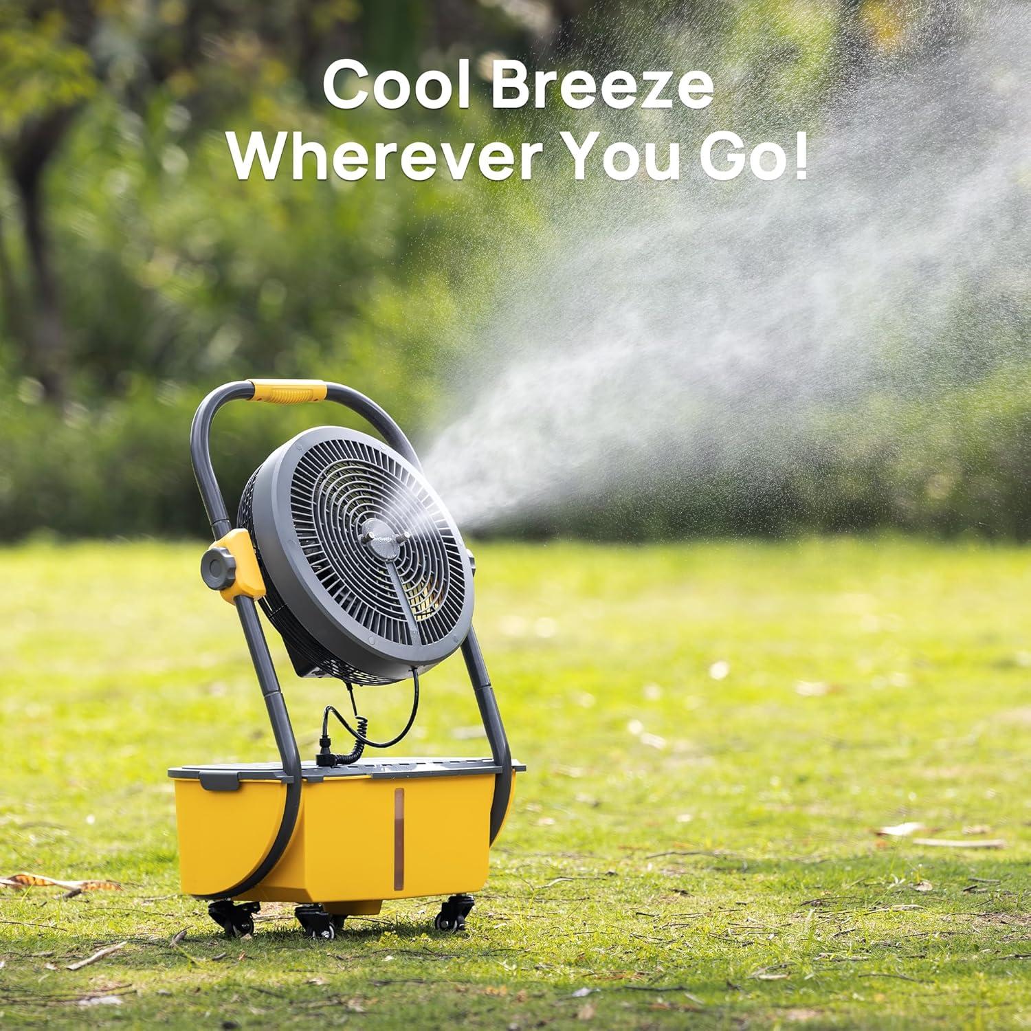 Turbro Cordless Misting Fan 19" 3 Speed 120° Oscillation Portable Electric Household Type