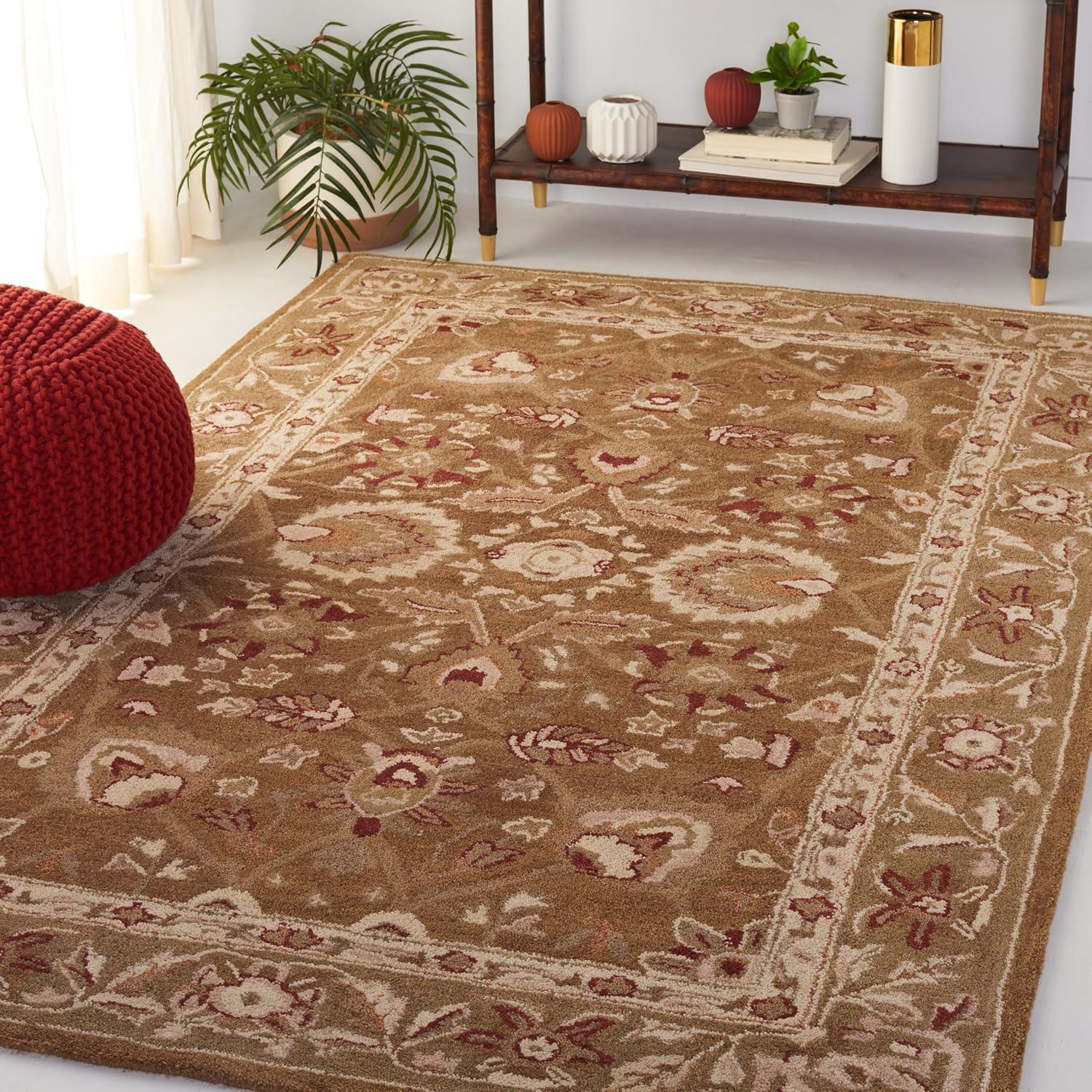 SAFAVIEH Anatolia Venice Traditional Wool Area Rug, Brown/Green, 6' x 9'