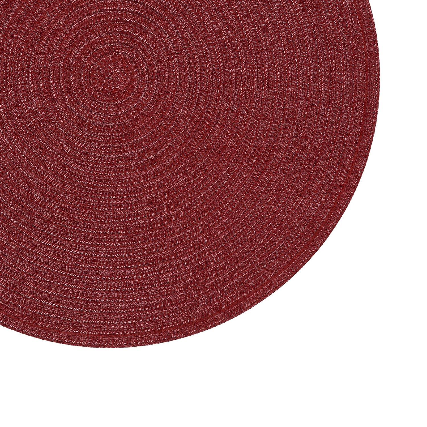 Round Woven Placemats, 4 Pcs, 15" Braided Woven Placemats, Attractive Kitchen Place Mats, Round Placemats as Table Mat (Red)