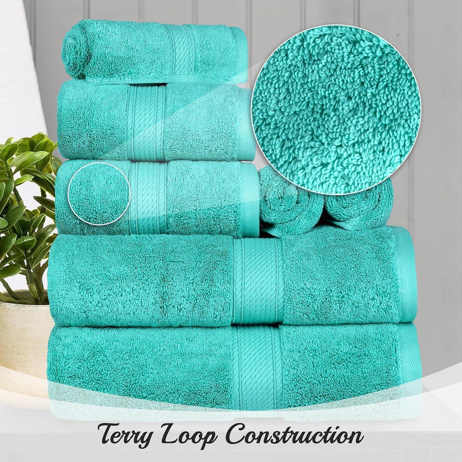 Superior Egyptian Cotton Heavyweight Bath Towel Set of 2, Turquoise