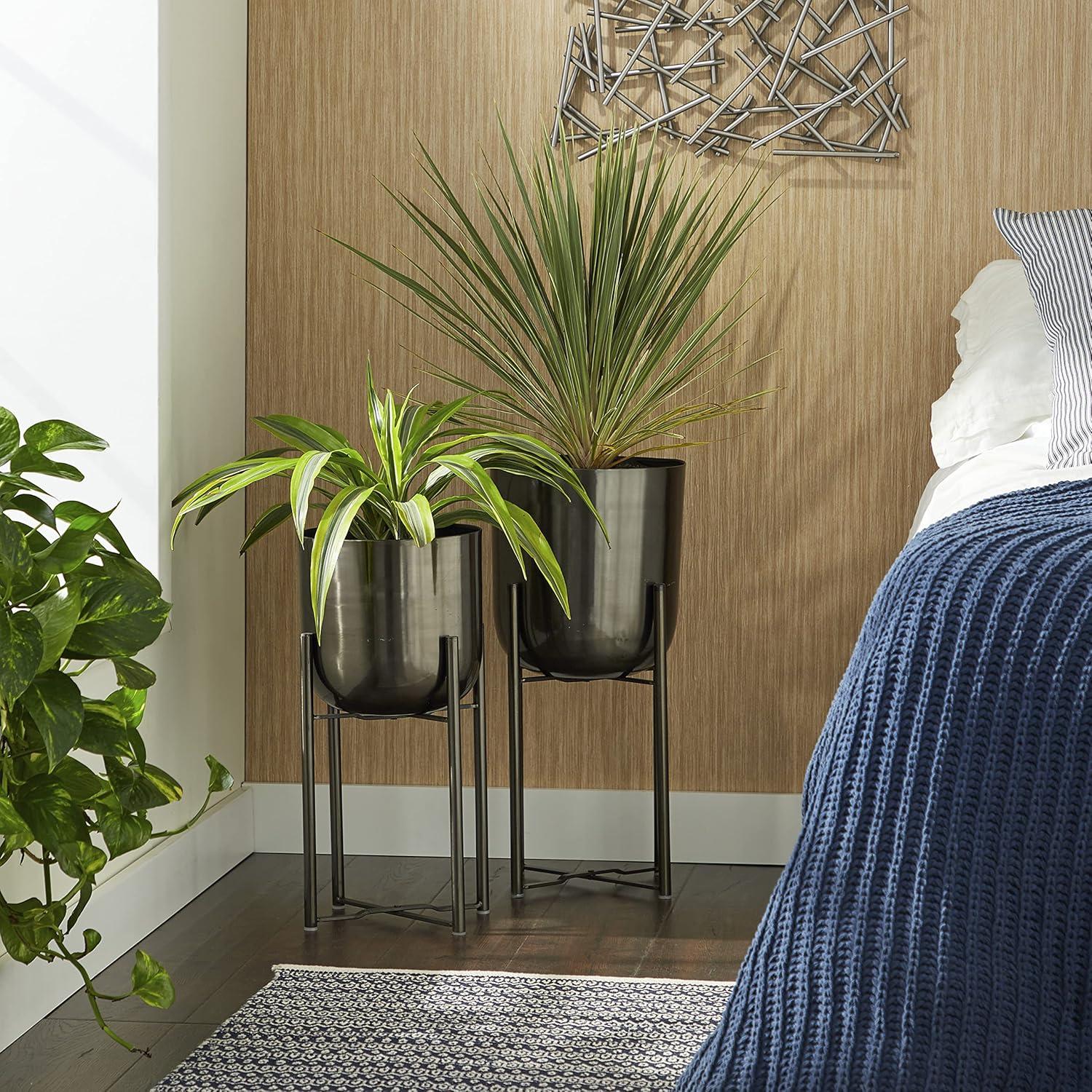 CosmoLiving by Cosmopolitan 2 - Piece Metal Dome Indoor Outdoor Planter with Removable Stand Set