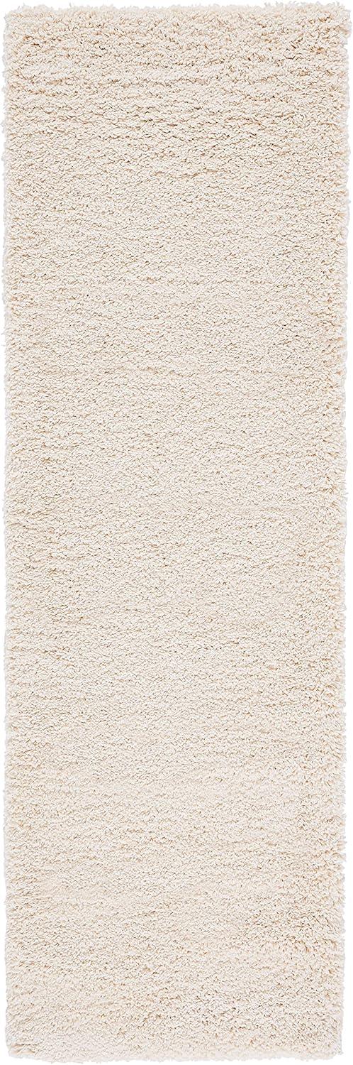 Santa Monica Shag SGN725 Power Loomed Indoor Runner Rug - Ivory - 2'3"x7' - Safavieh