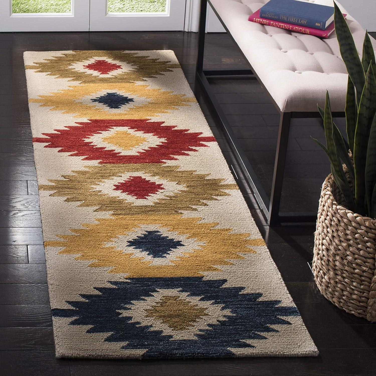 SAFAVIEH Aspen Mladen Southwestern Wool Runner Rug, Ivory/Multi, 2'3" x 7'