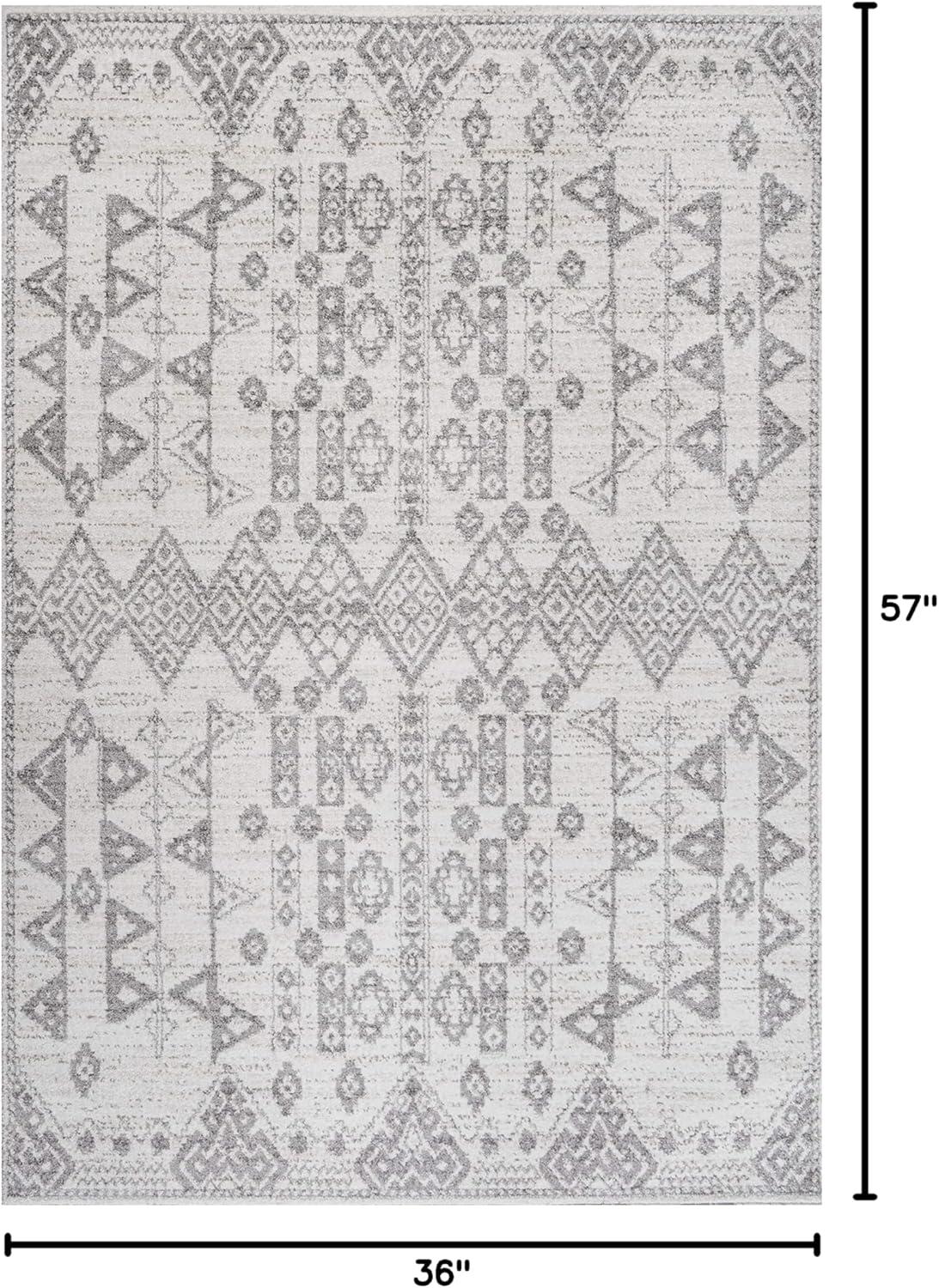 3'x5' Idris  Diamond Geometric Area Rug, Gray/Beige - JONATHAN Y