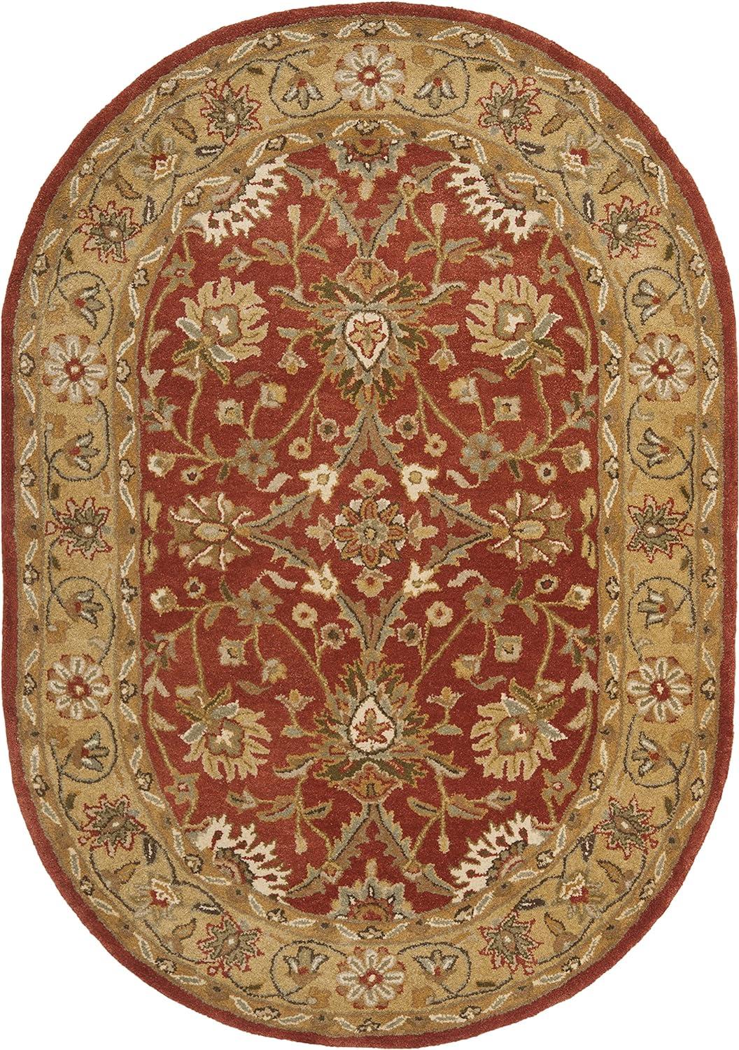 Handmade Rust and Gold Wool Oval Area Rug