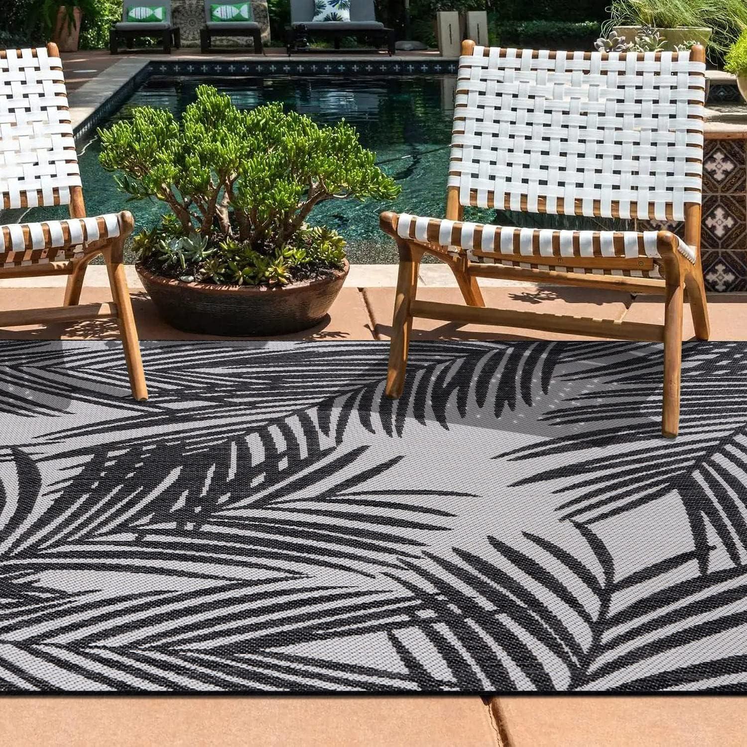 World Rug Gallery Contemporary Distressed Leaves Textured Flat Weave Indoor/Outdoor Area Rug