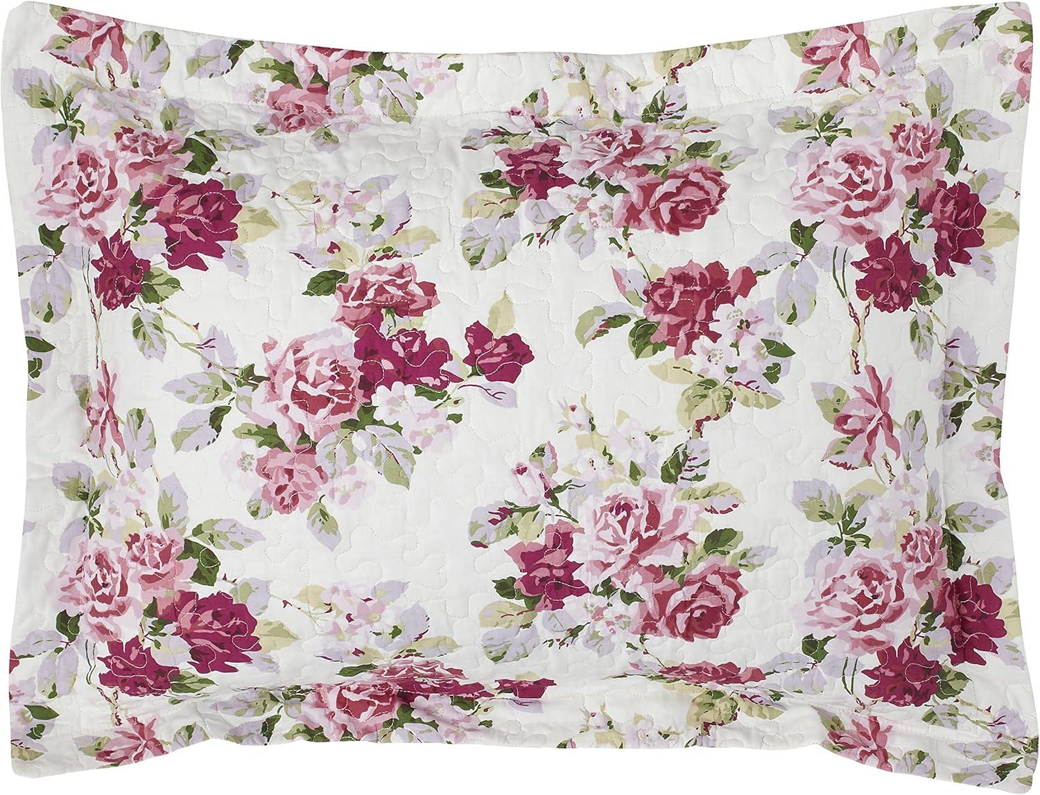 Laura Ashley Laura Ashley Lidia Cotton Reversible Pink Quilt Set