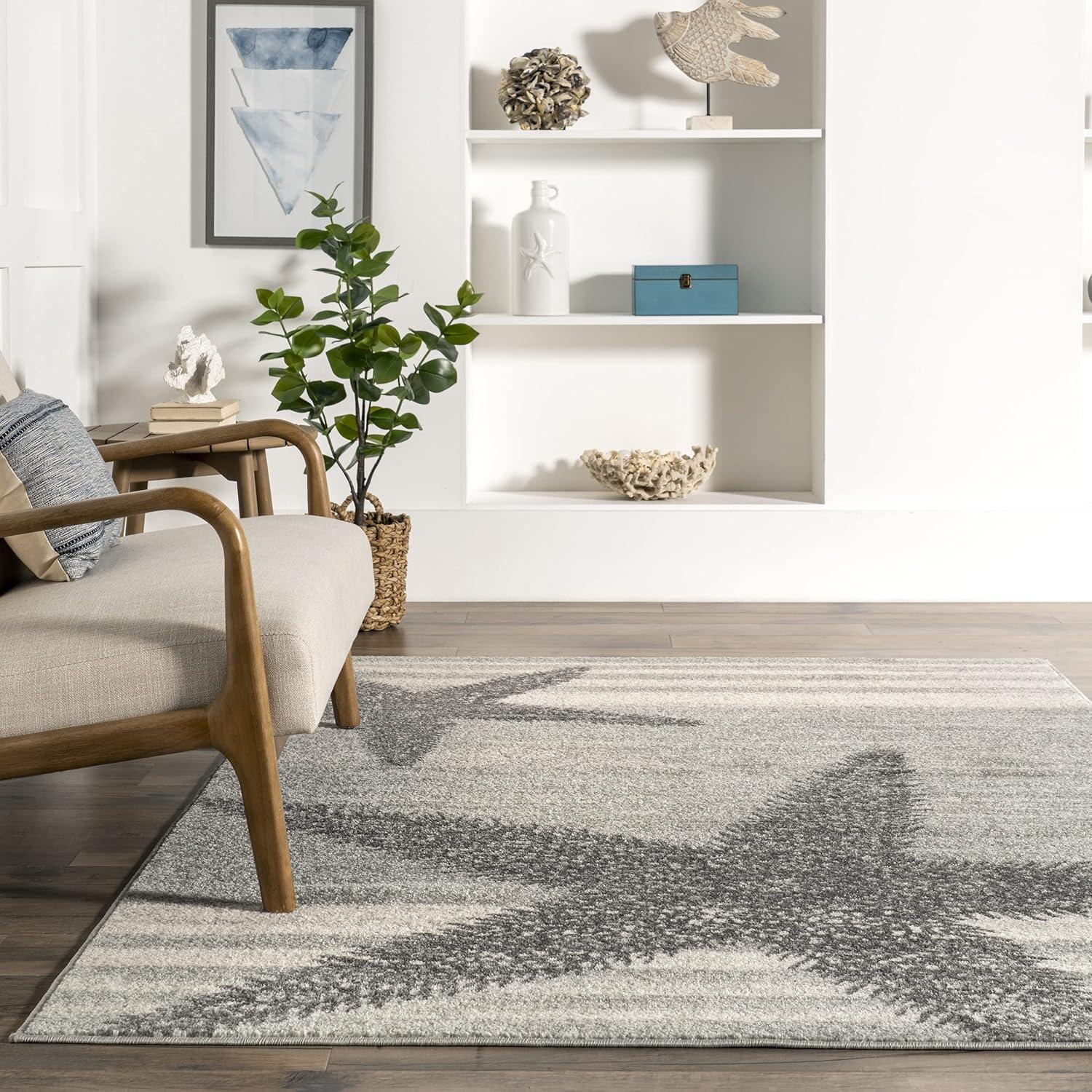 Nuloom Starfish Animal Print 4x6 Indoor Area Rug for Living Room Bedroom Dining Room Kitchen, Grey/Blue