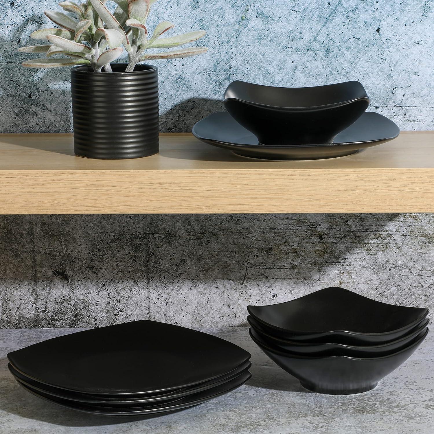 Gibson Home Zen Buffet Matte Porcelain 8 Piece Dinnerware Set - Black