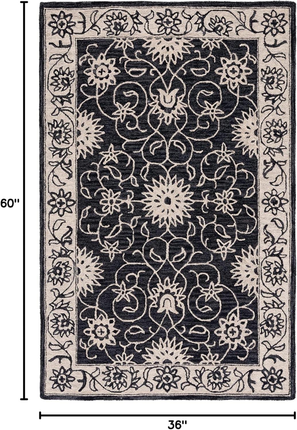 Jardin JAR601 Hand Tufted Accent Rug - Navy/Ivory - 3'x5' - Safavieh