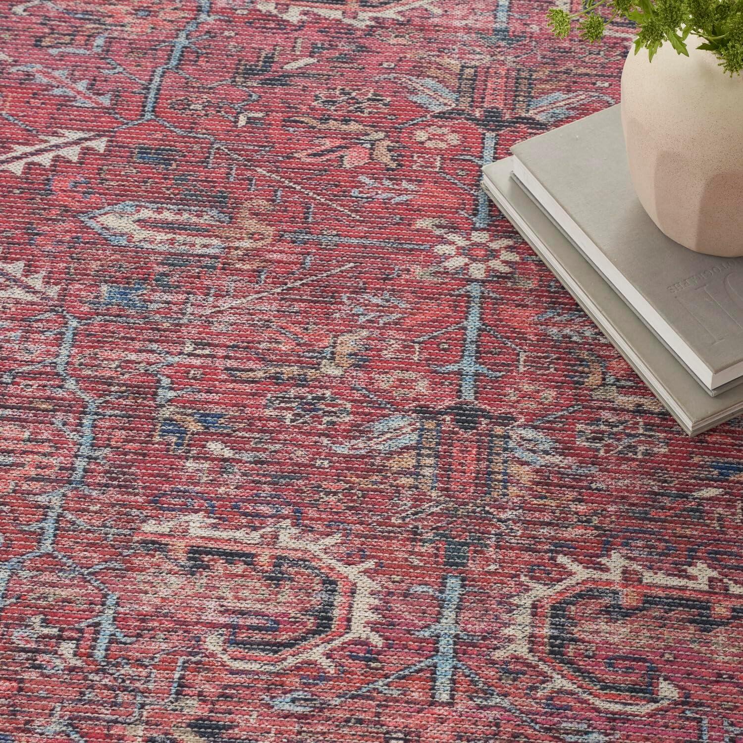 Bungalow Rose Machine Washable Oriental Red Area Rug