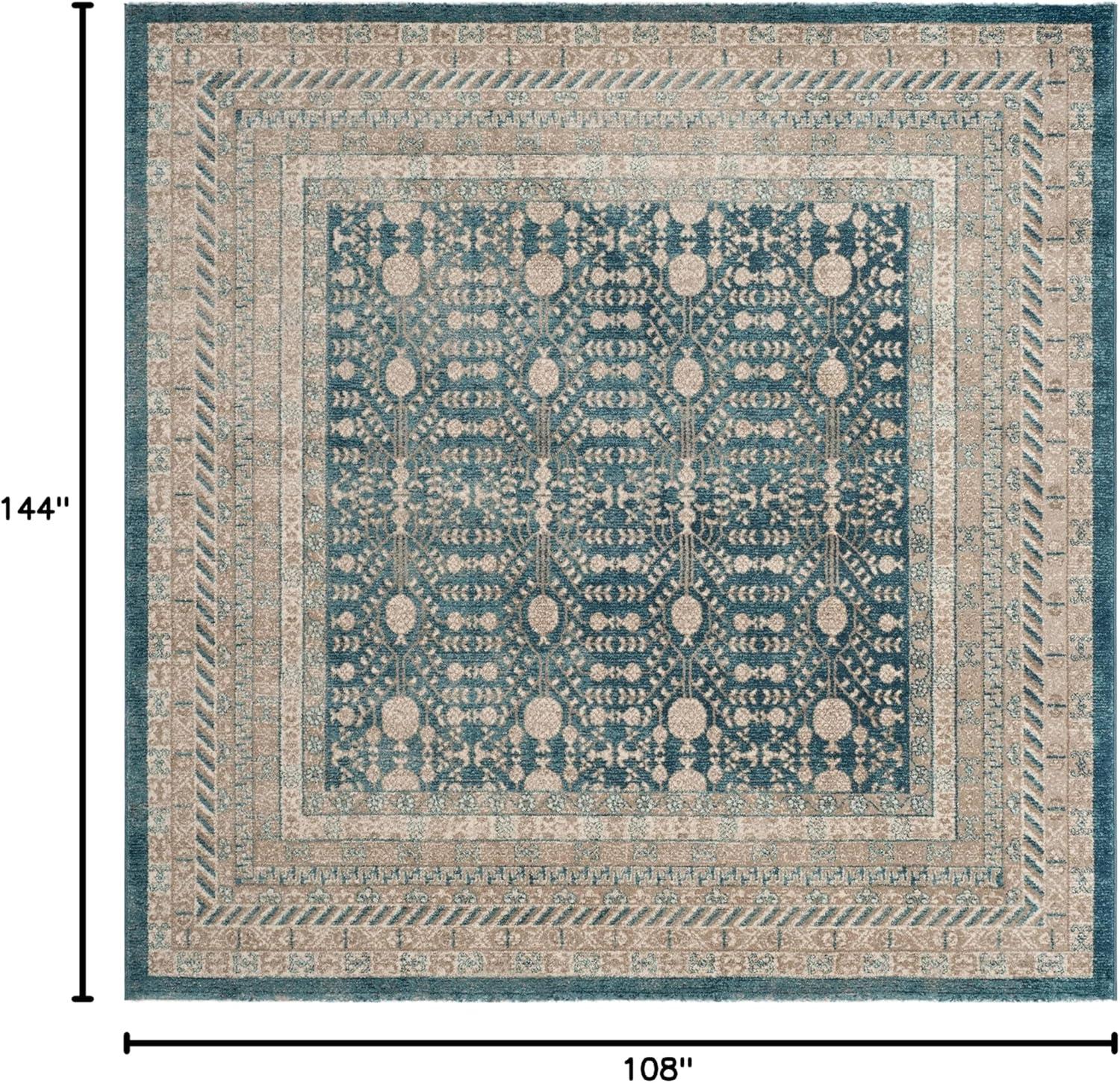 Sofia Blue and Beige 9' x 12' Synthetic Rectangular Area Rug