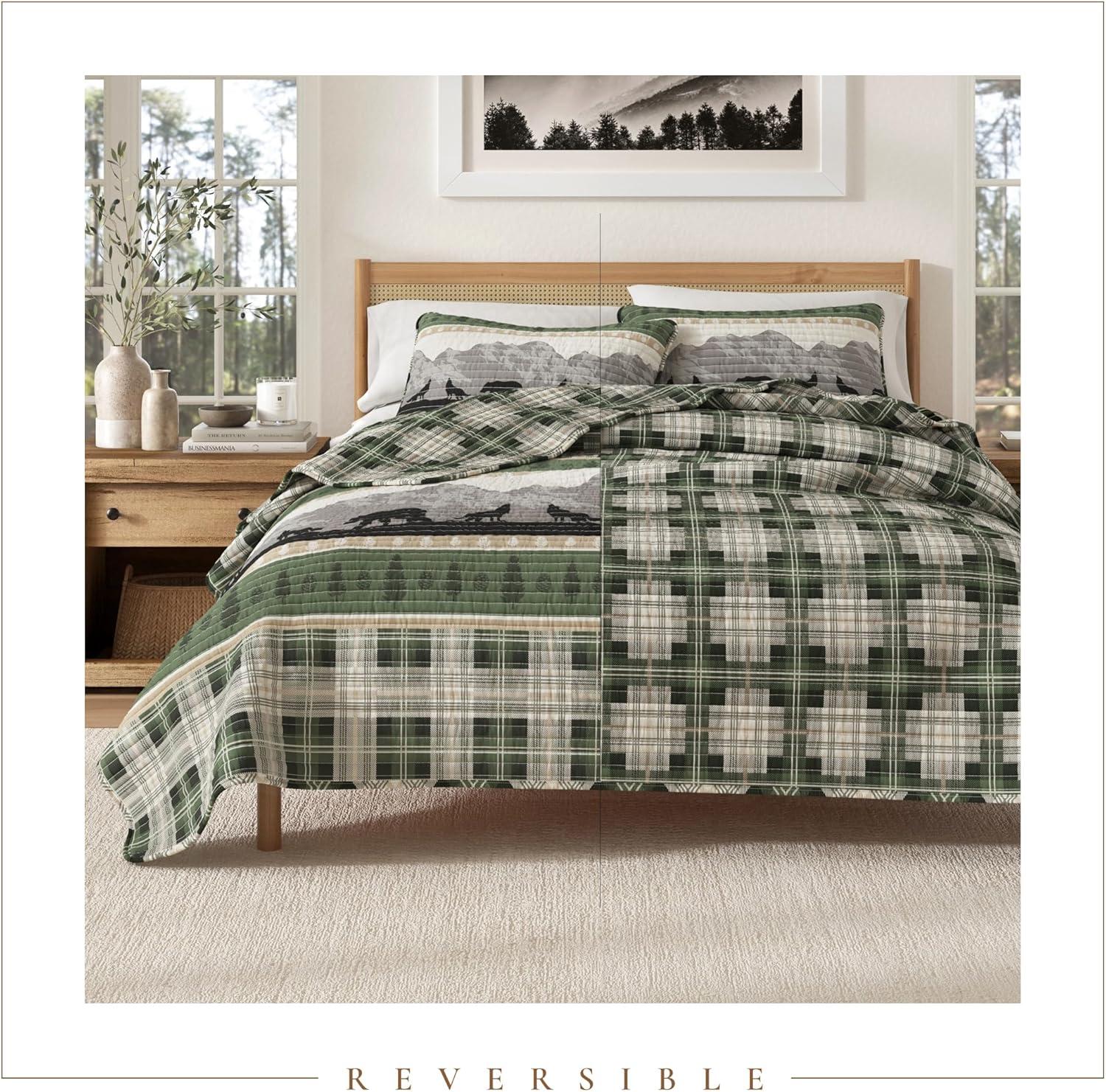 Great Bay Home Rustic Lodge Patchwork Reversible Reversible Quilt Set With Shams  (Full / Queen, Salt Creek)