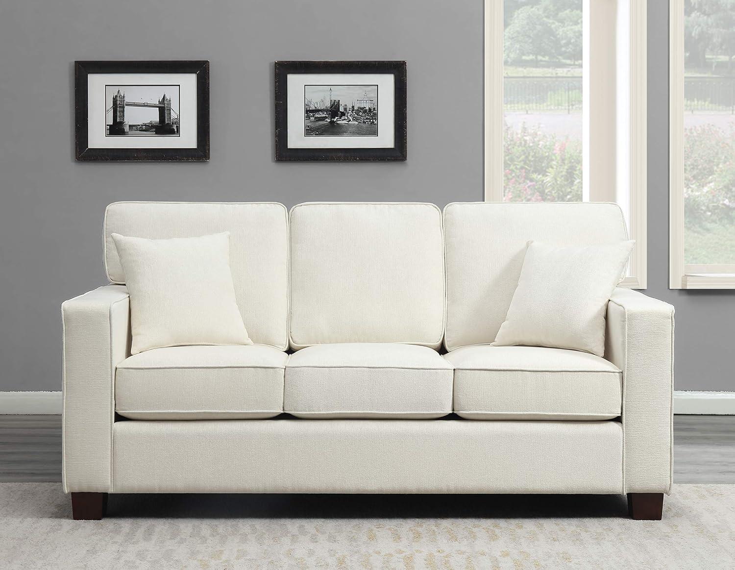OSP Home Furnishings Russell Sectional with 2 Pillows Off White: Transitional Style, Polyester Upholstery, Wood Frame