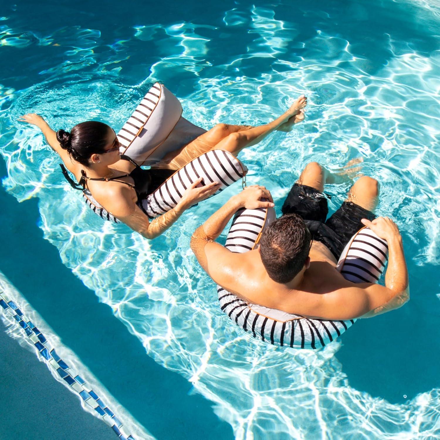 Big Joe Lux Bali Sling Pool Float, Cape Stripe, UV Protected, No Inflation Needed