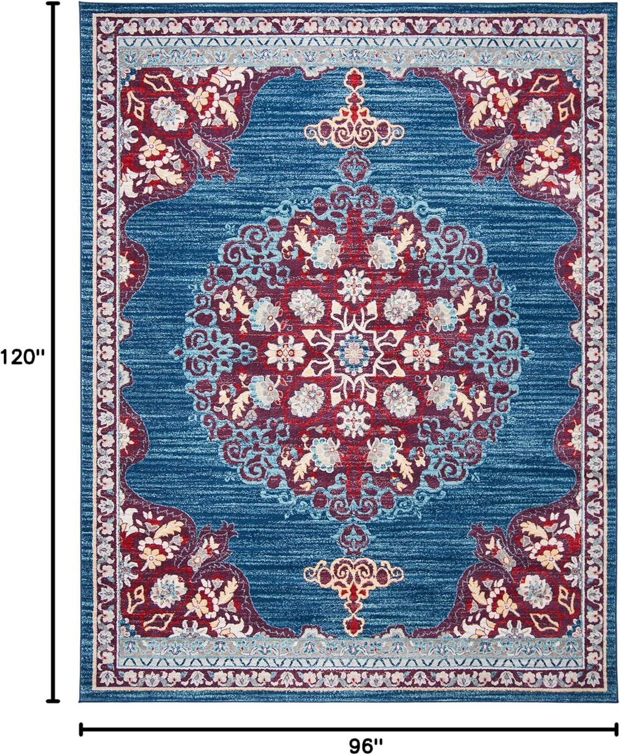 SAFAVIEH Brentwood Harland Floral Bordered Area Rug, 8' x 10', Navy/Burgundy