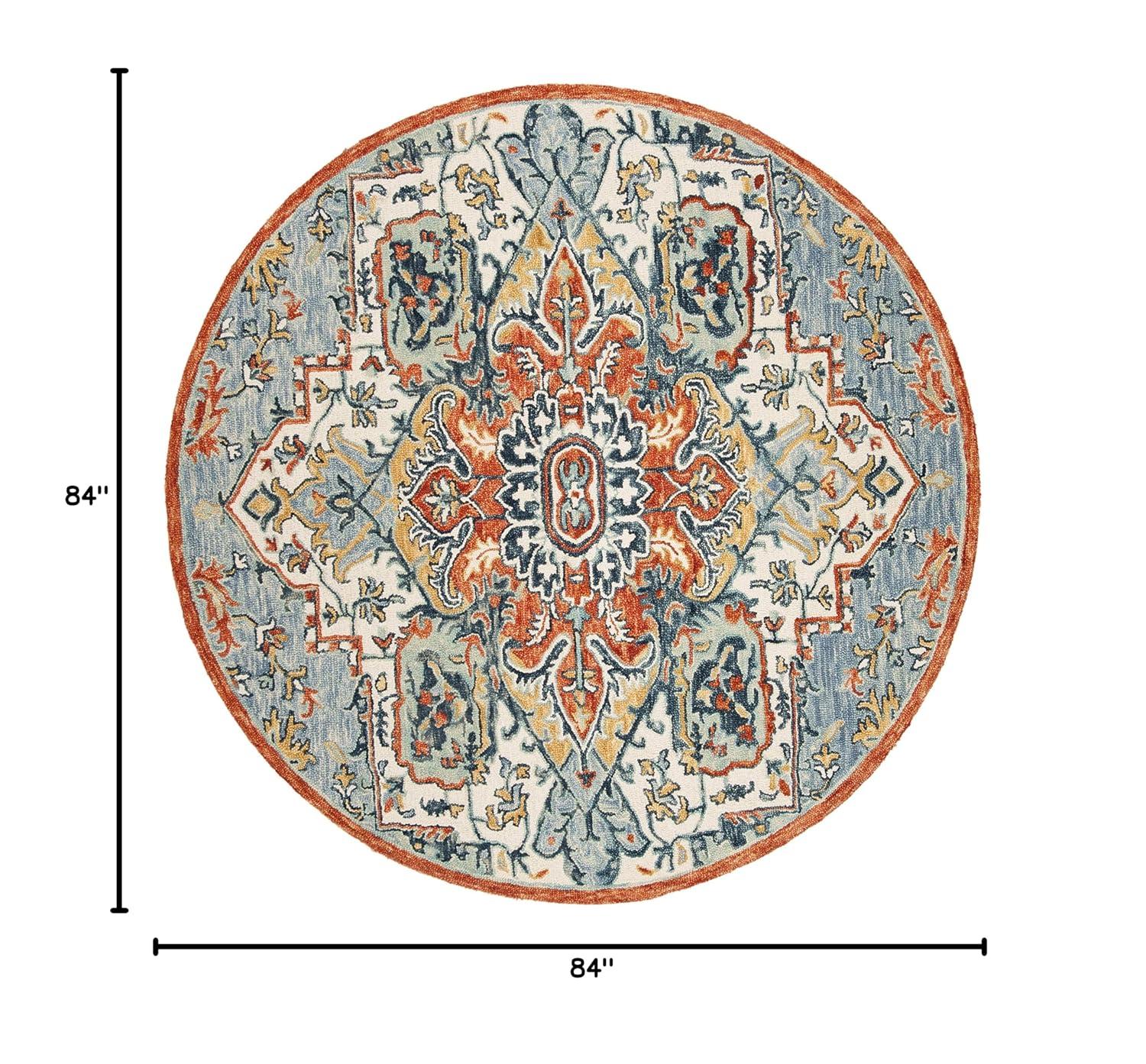Bungalow Rose Vahakn Hand Tufted Wool/Cotton Southwestern Rug in Blue/Rust