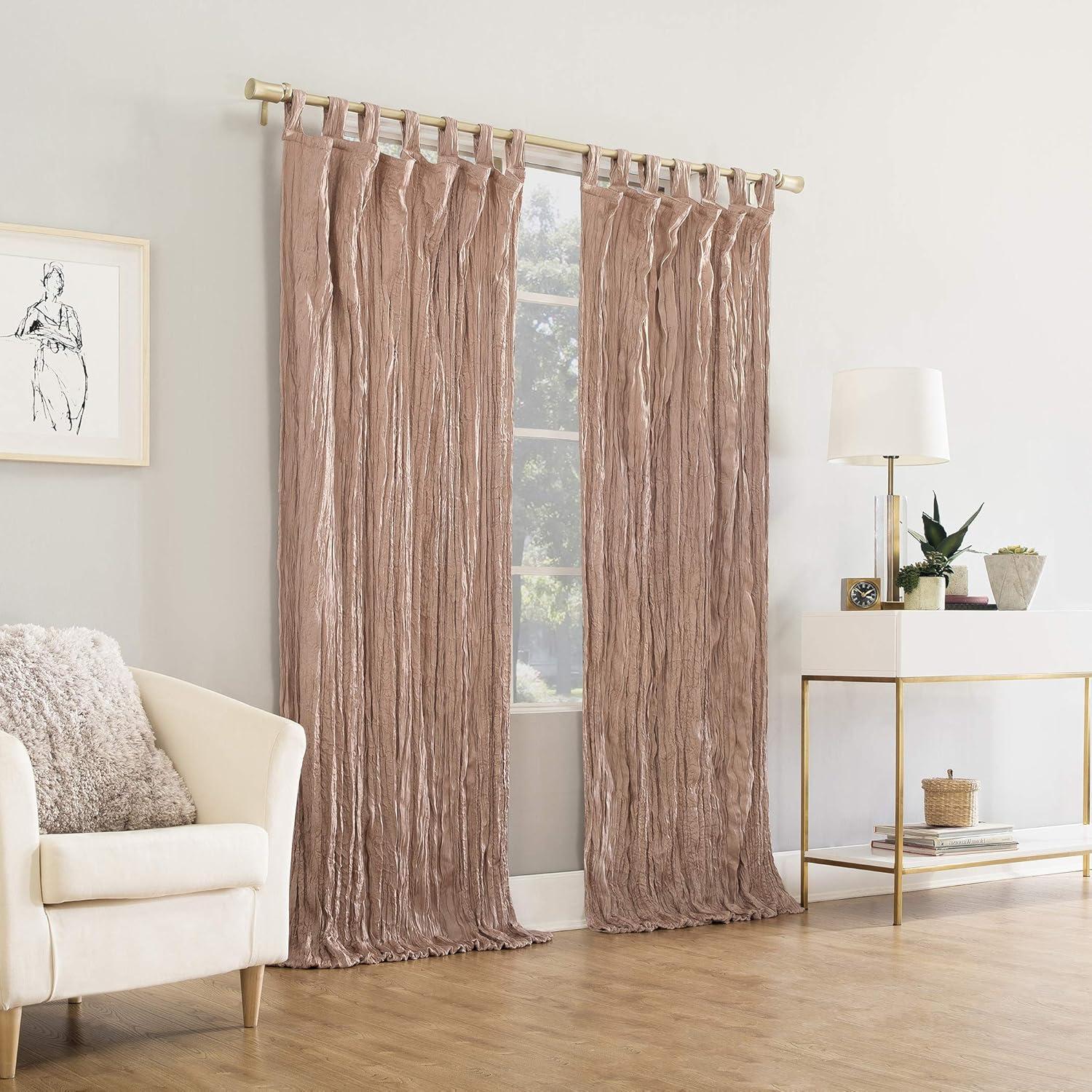 Odelia Distressed Velvet Tab Top Light Filtering Curtain Panel - No. 918