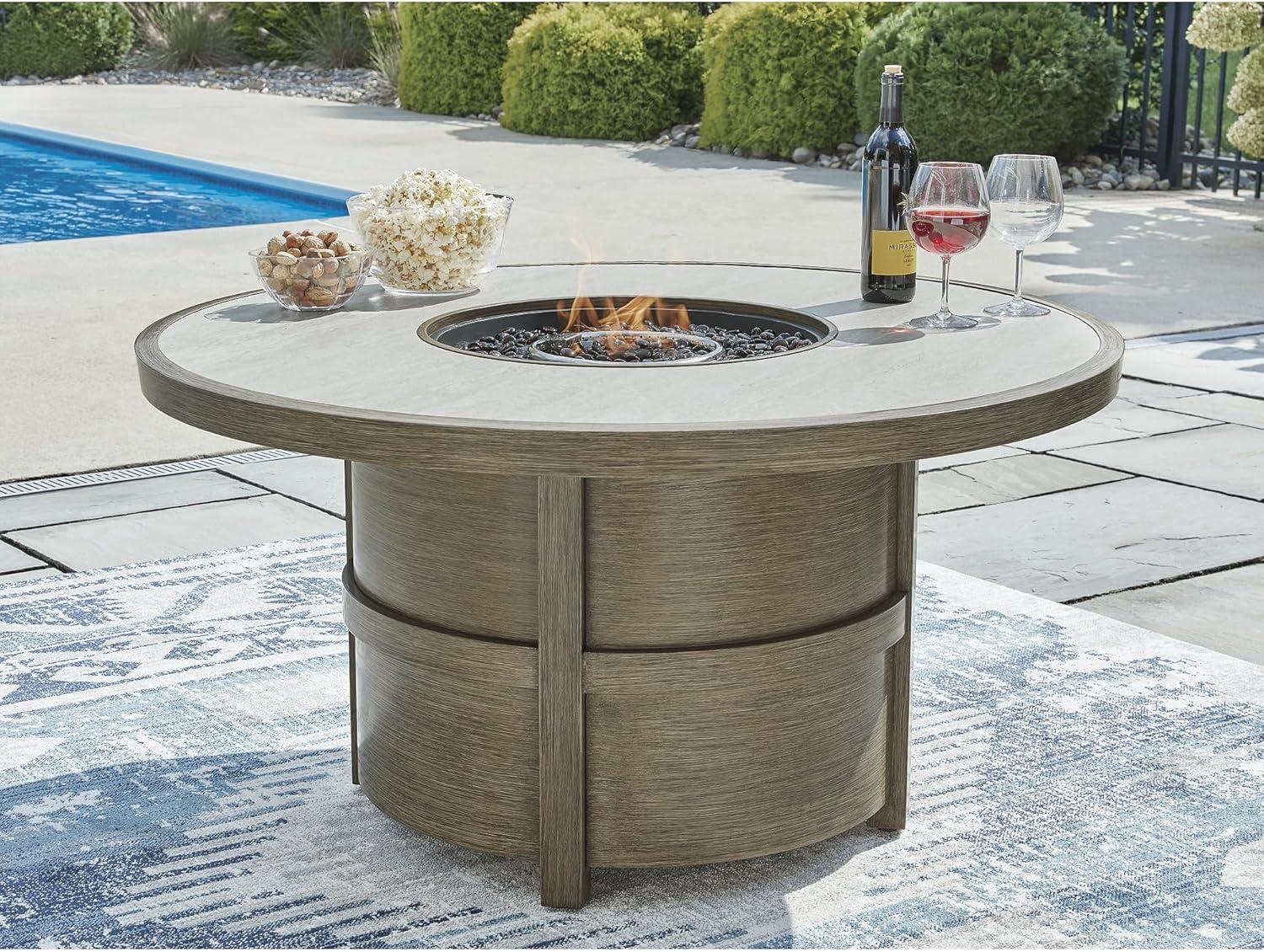 Signature Design by Ashley Rainier Ranch Beige Fire Pit Table