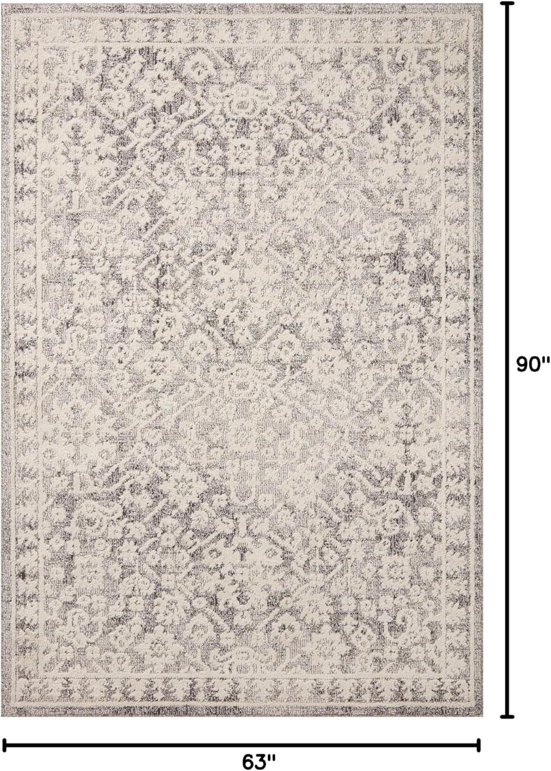 Ivory and Gray Synthetic Rectangular Area Rug 6'7" x 9'2"