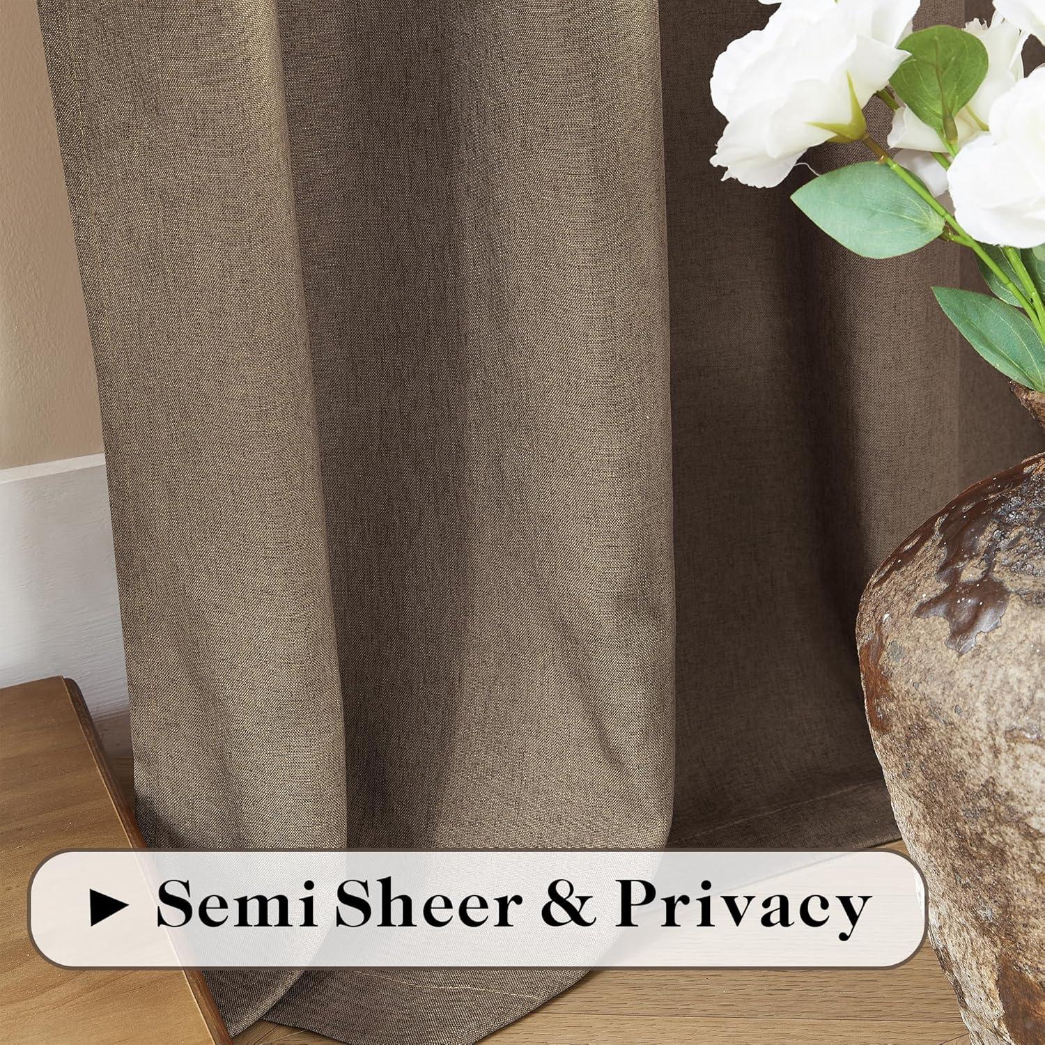 Heather Grey Faux Linen Room Darkening Curtain (1 Panel), Heather Grey, 50W X 96L