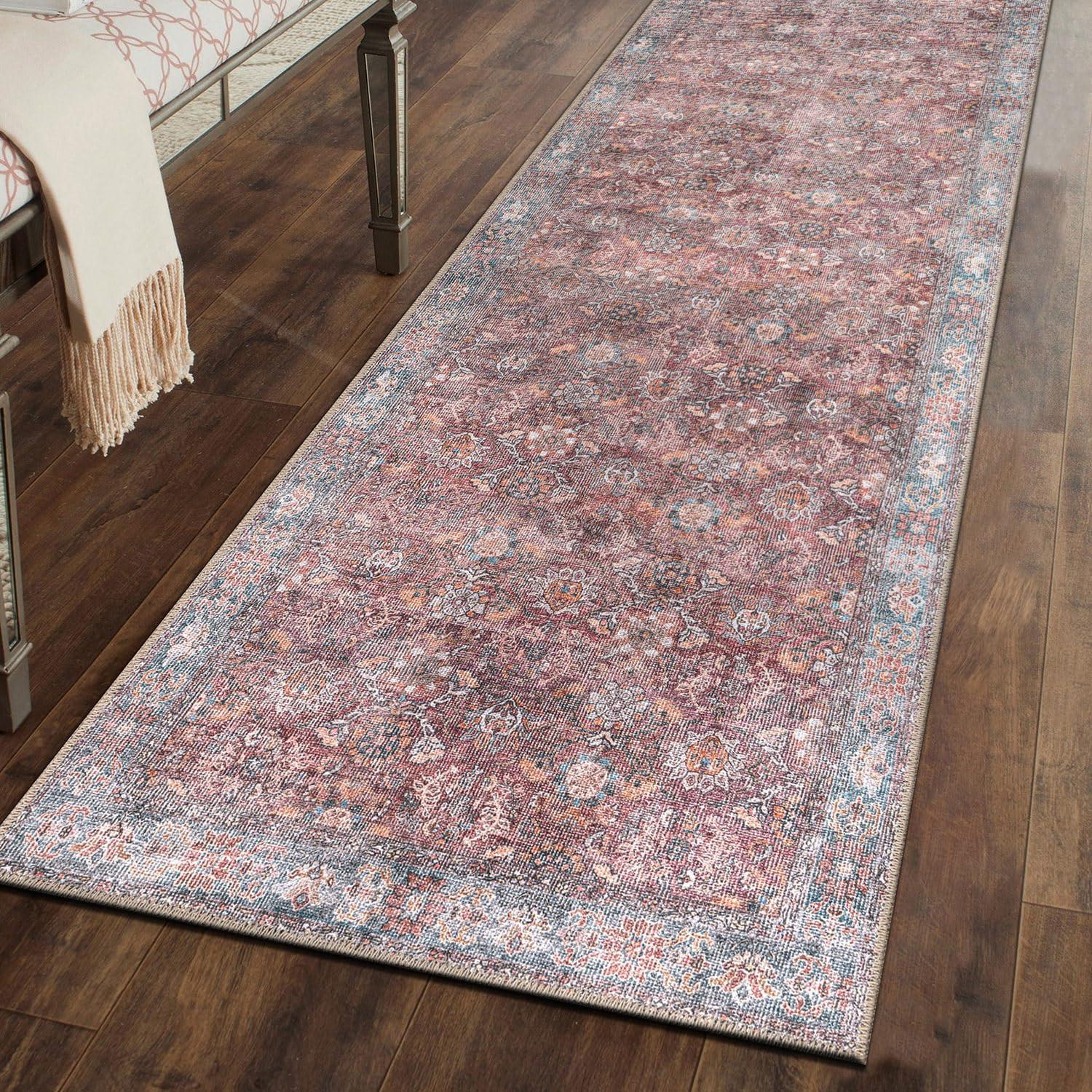 Multi-Color Flat Woven Washable Polyester Area Rug