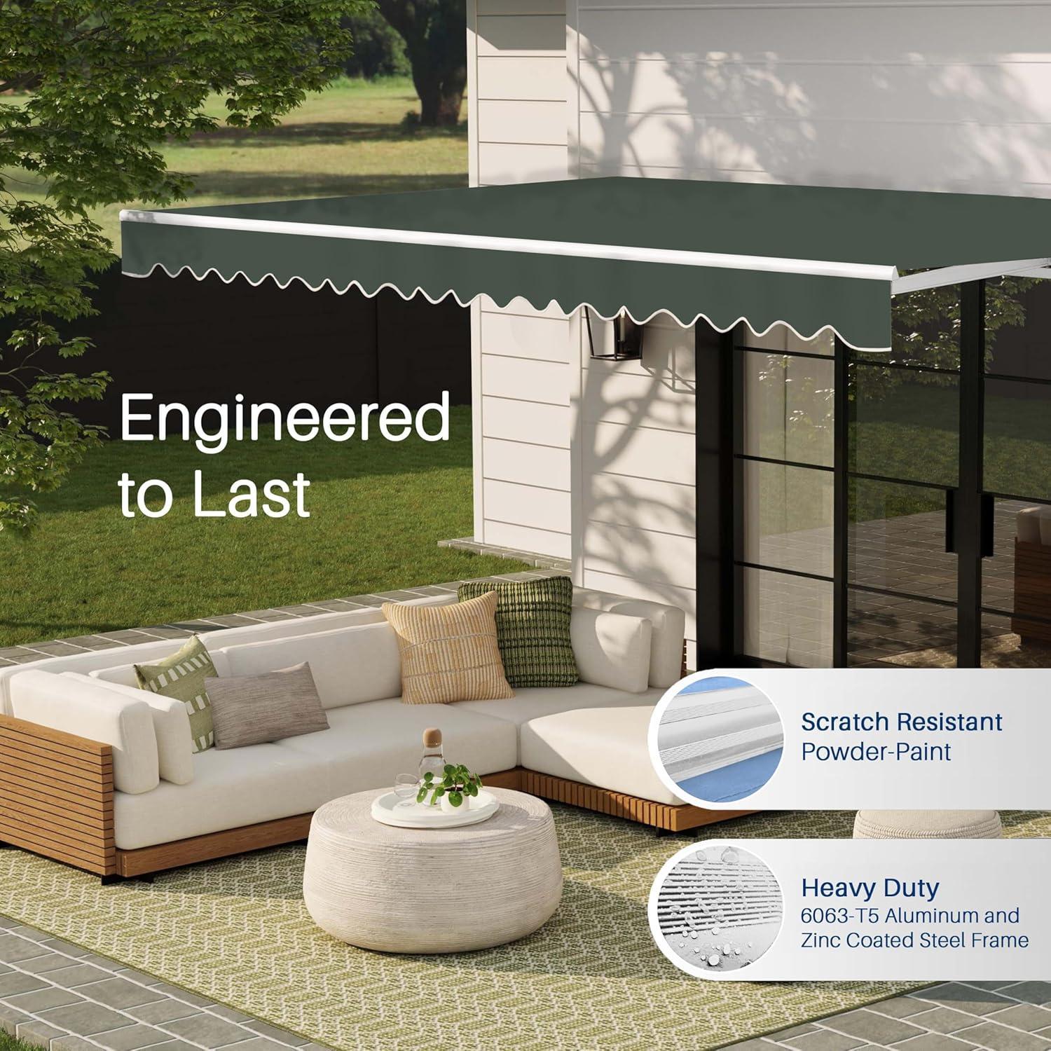 ALEKO ALEKO Motorized Retractable Outdoor Awning with White Frame