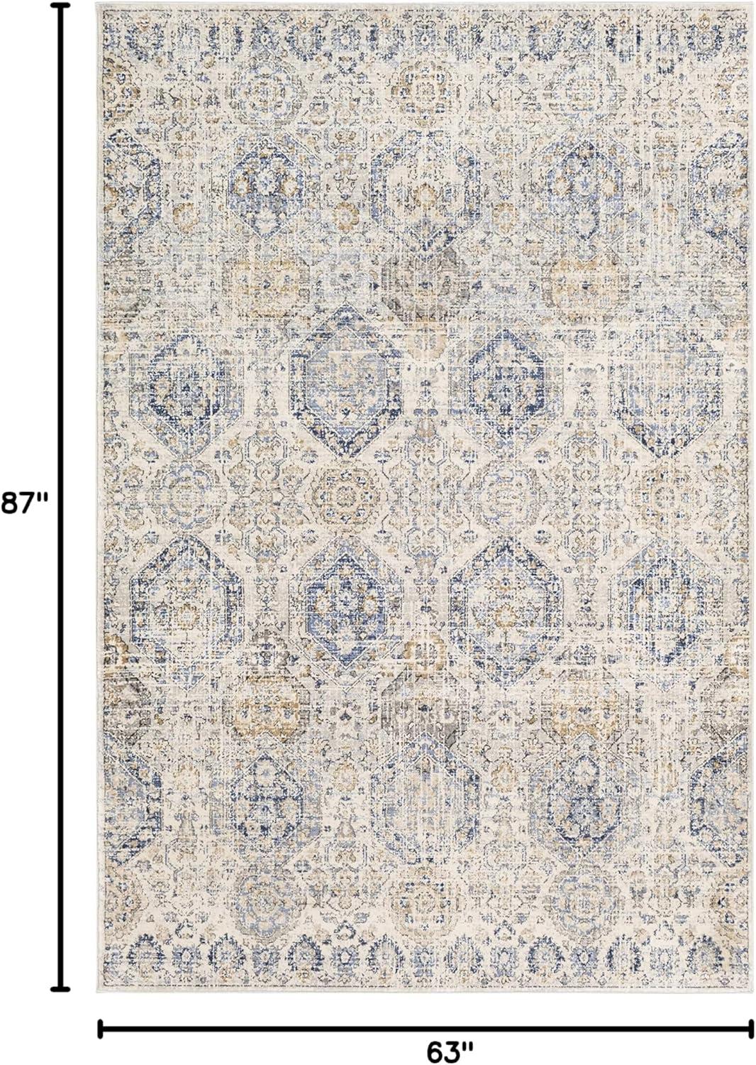 Arlene Blue and Beige Synthetic 5' x 7' Area Rug