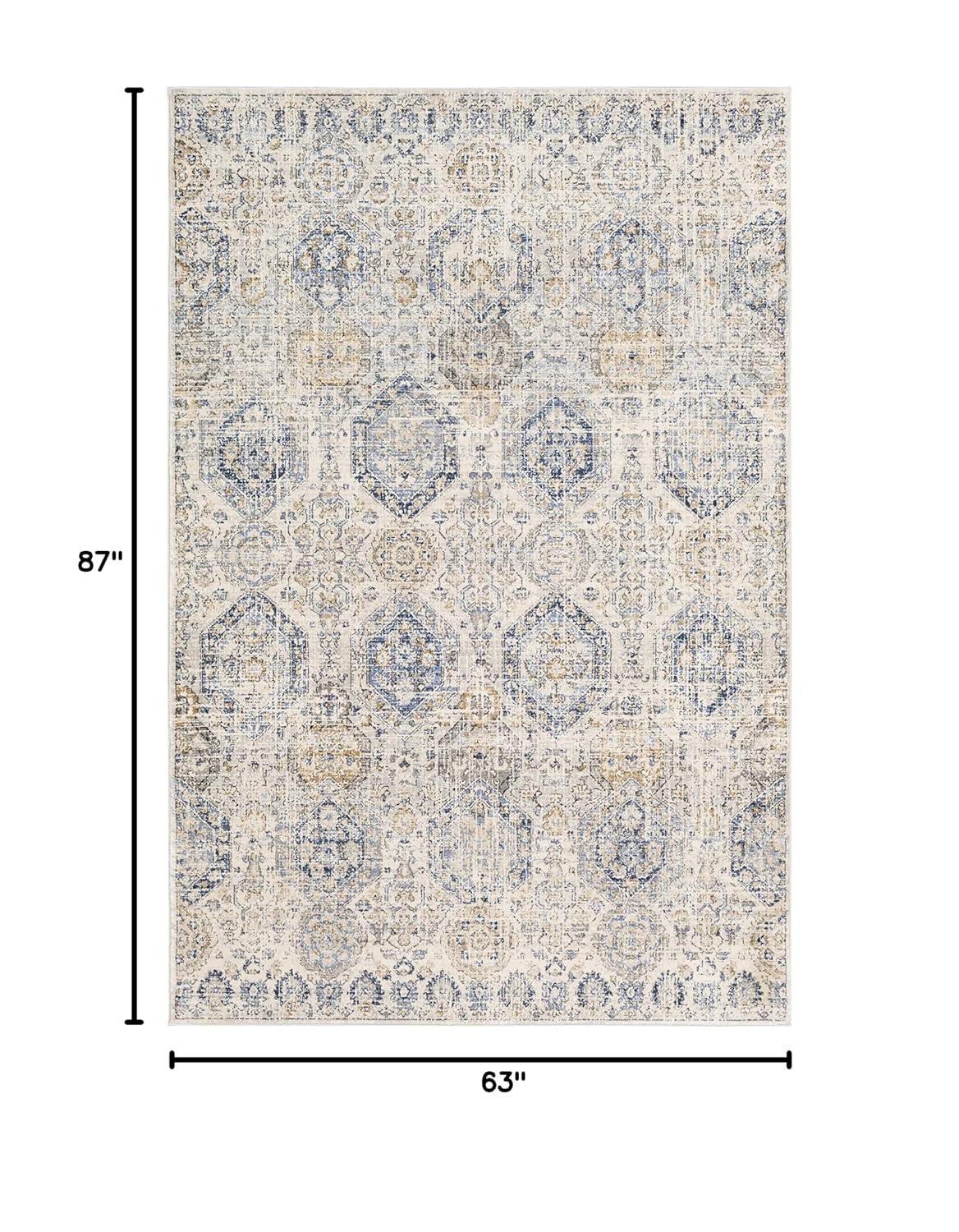 Arlene Blue and Beige Synthetic 5' x 7' Area Rug