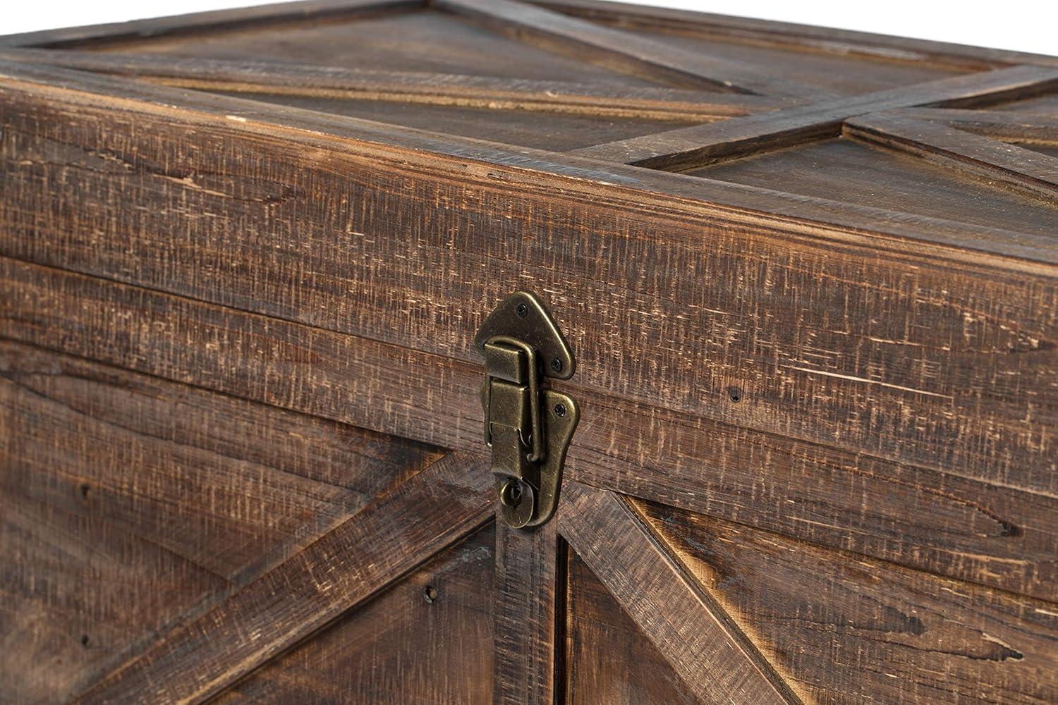 Vintiquewise Vintiquewise Brown Large Wooden Lockable Trunk Farmhouse Style Rustic Design Lined Storage Chest with Rope Handles