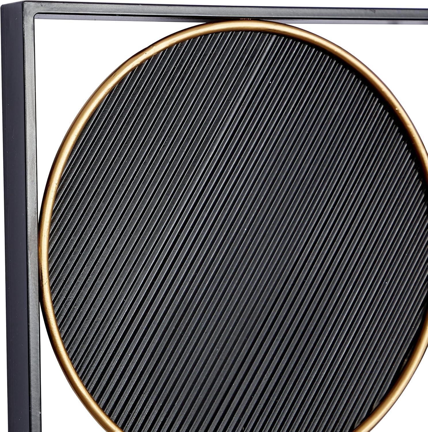 Metal Half Moon Geometric Home Black Wall Decor with Gold Detailing