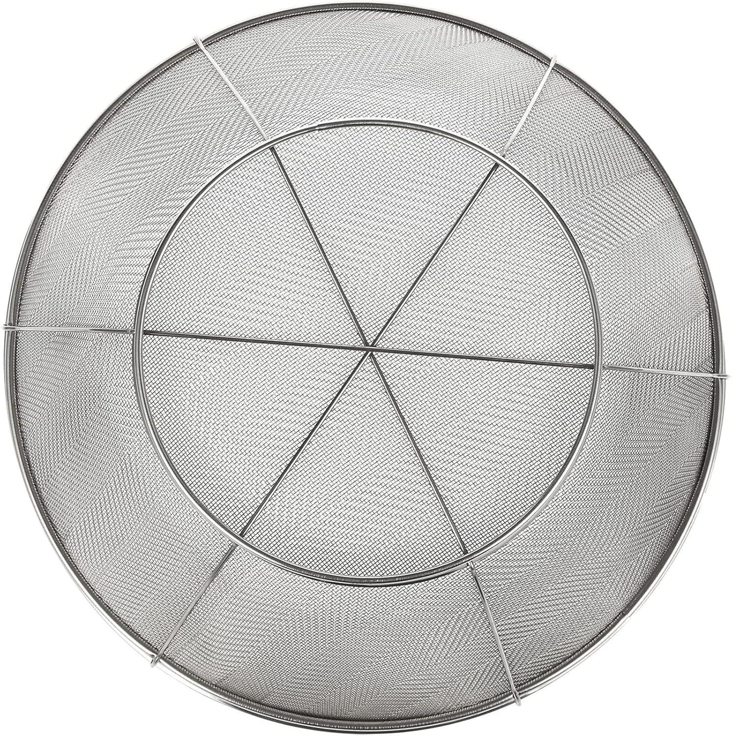 Large Fine Mesh Pasta Round Strainer, Metal Colander for Rice, Salad,Quinoa, Yogurt, Cooking (11 x 4 In)