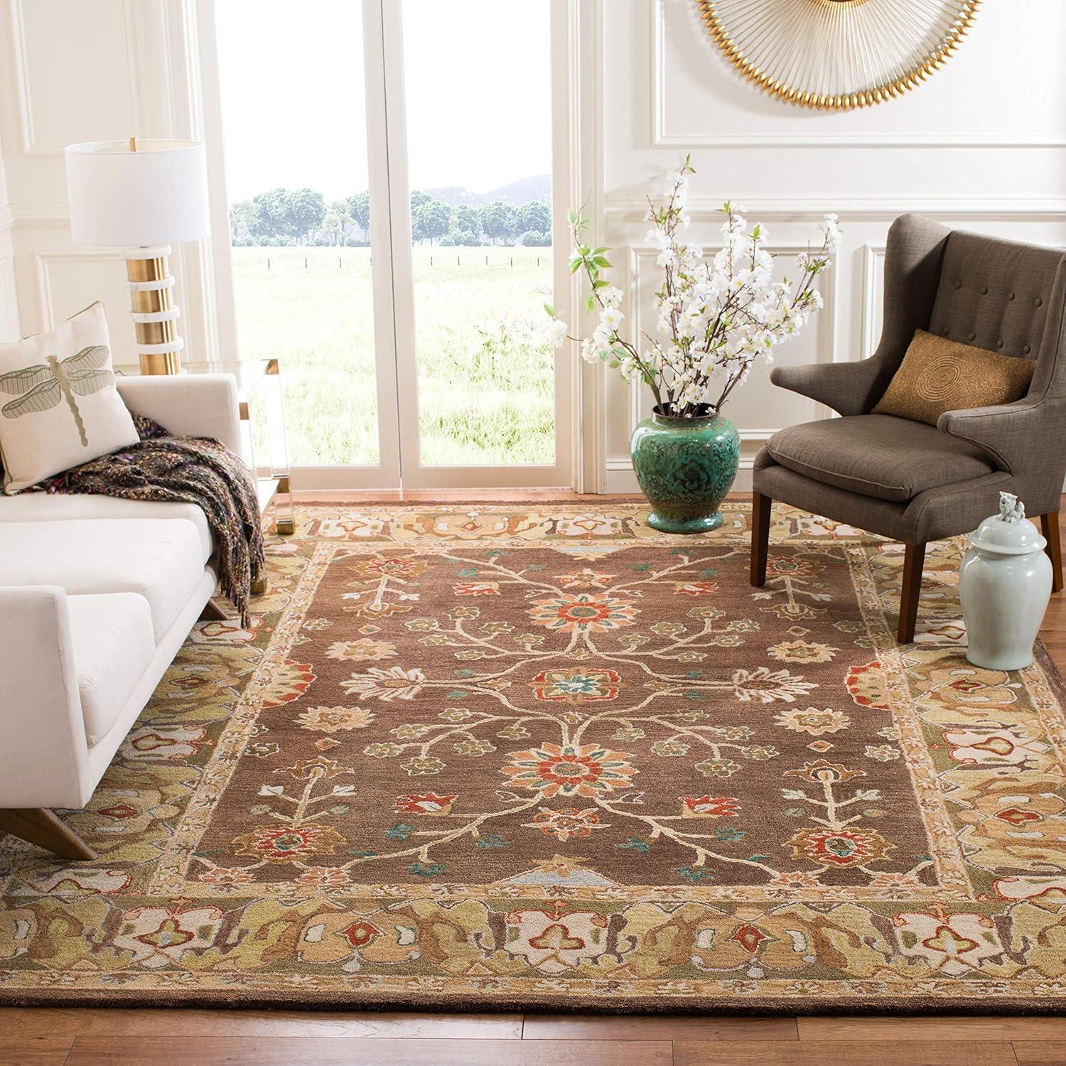 Anatolia AN562 Hand Tufted Indoor Area Rug - Brown/Gold - 9'x12' - Safavieh