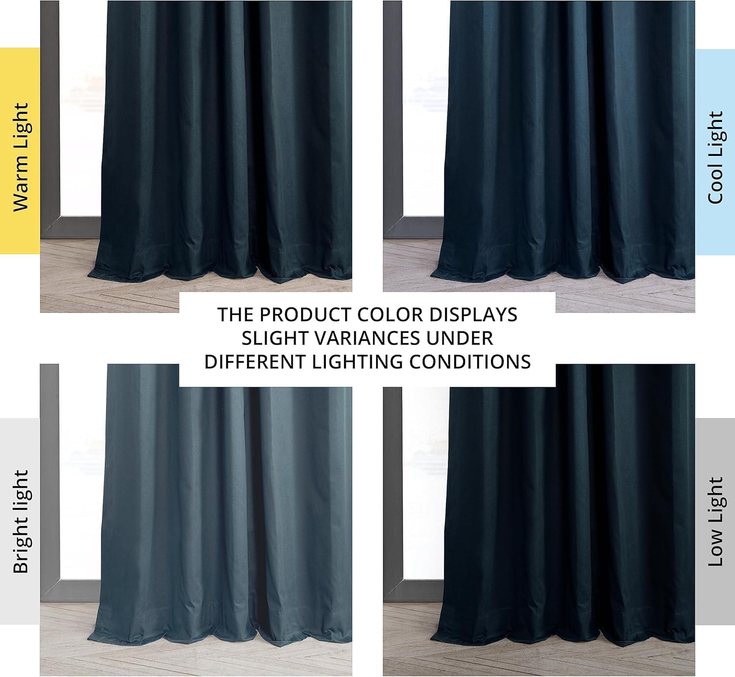 Polo Navy Solid Cotton Blackout Curtain (1 Panel), Polo Navy, 50W X 84L