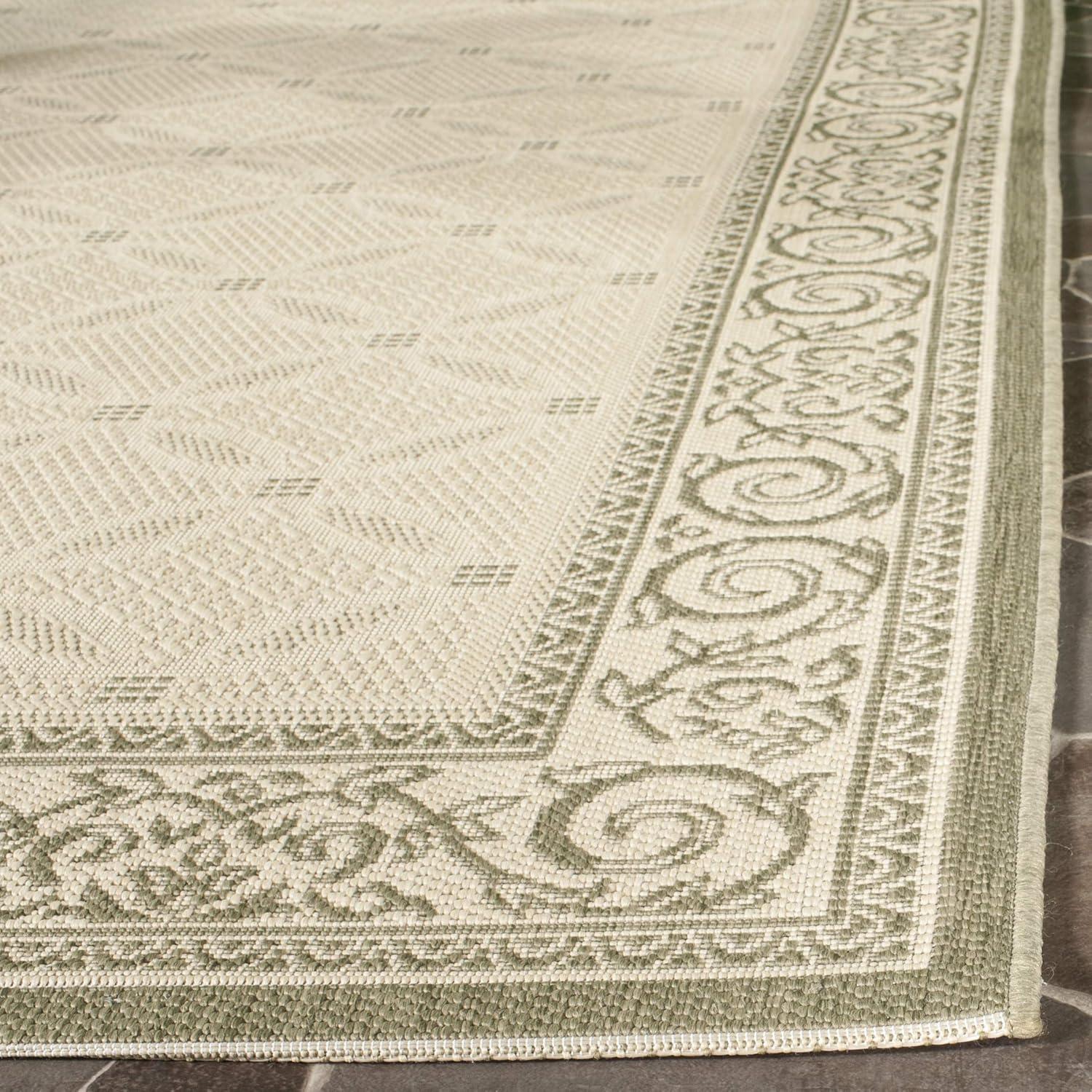 Courtyard CY1502 Power Loomed Indoor and Outdoor Runner Rug - Natural/Olive - 2'3"x6'7" - Safavieh