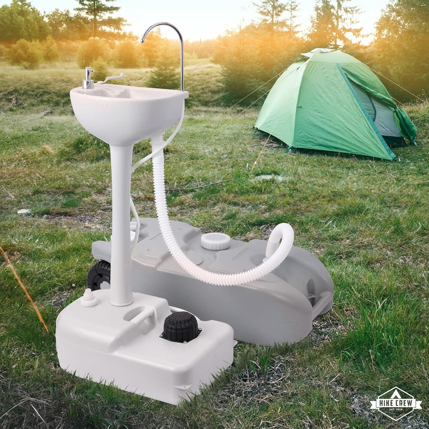 Hike Crew Portable Sink & Waste Tank, Portable Hand Washing Station W/4.5 Gal Capacity & 10 Gal Tank