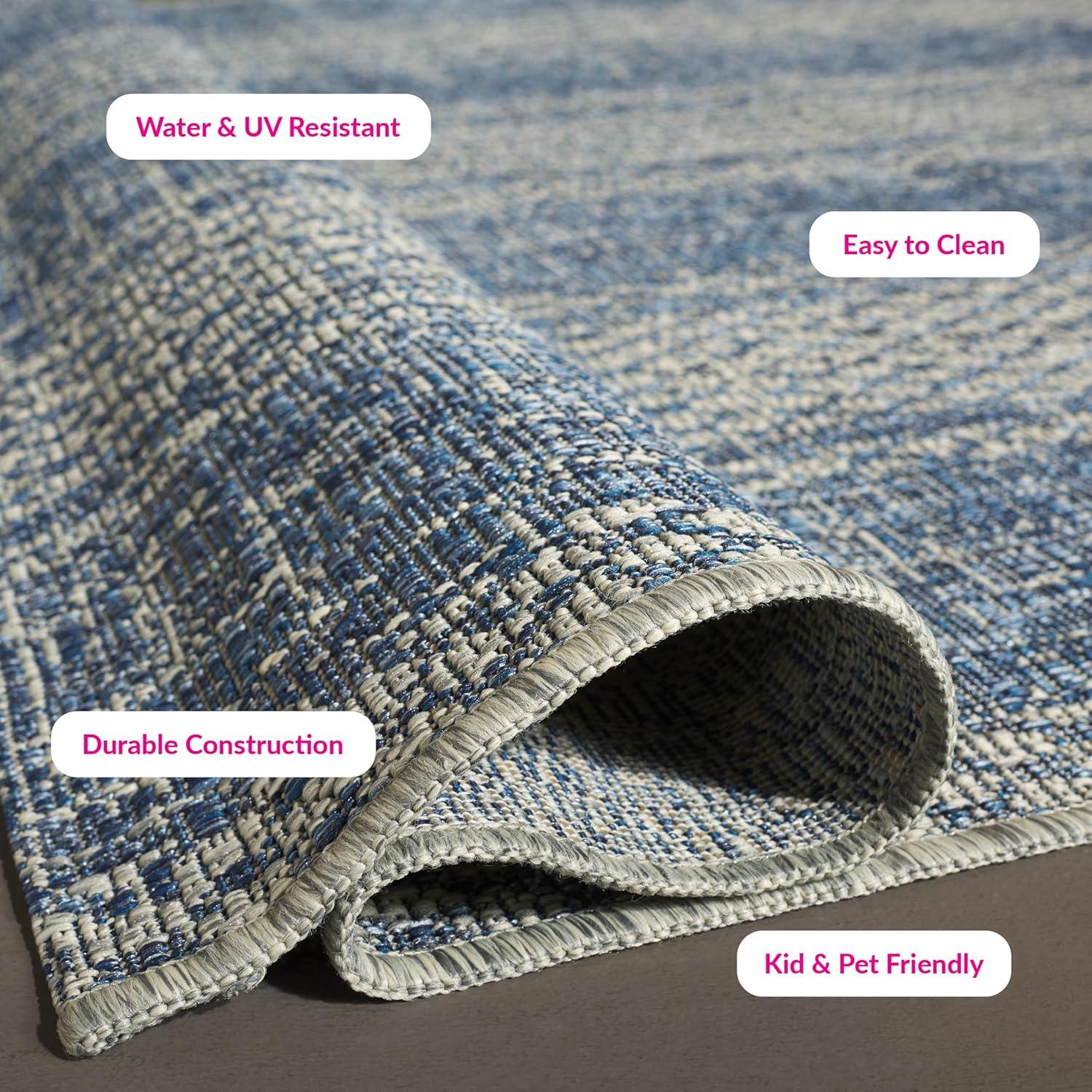 Courtyard CY8736 Power Loomed Indoor and Outdoor Area Rug - Light Grey/Blue - 5'3"x7'7" - Safavieh